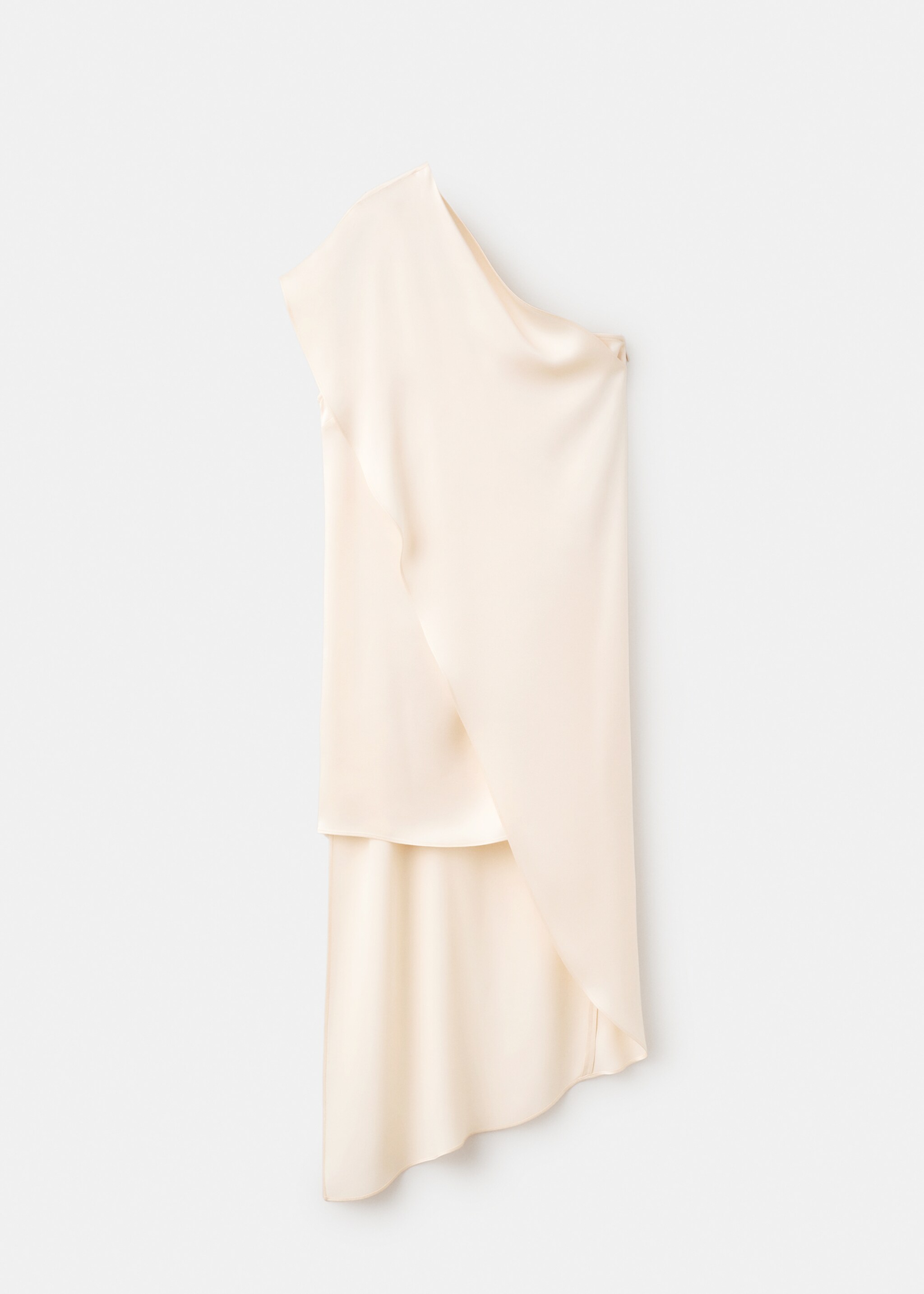 Asymmetric satin mix dress - Article without model, Ecru. Ref: 27025997-00.