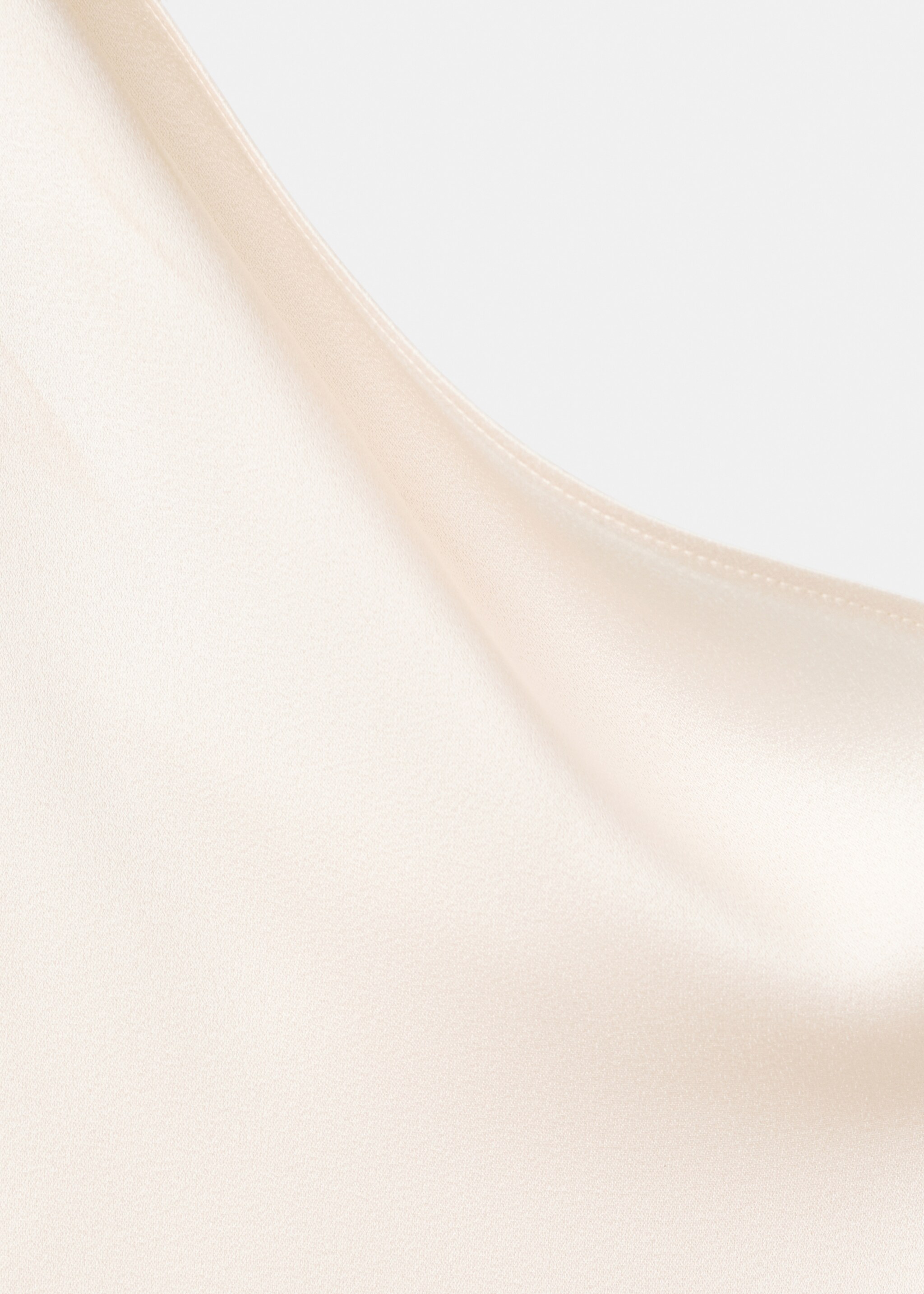 Asymmetric satin mix dress - Details of the article 8, Ecru. Ref: 27025997-00.