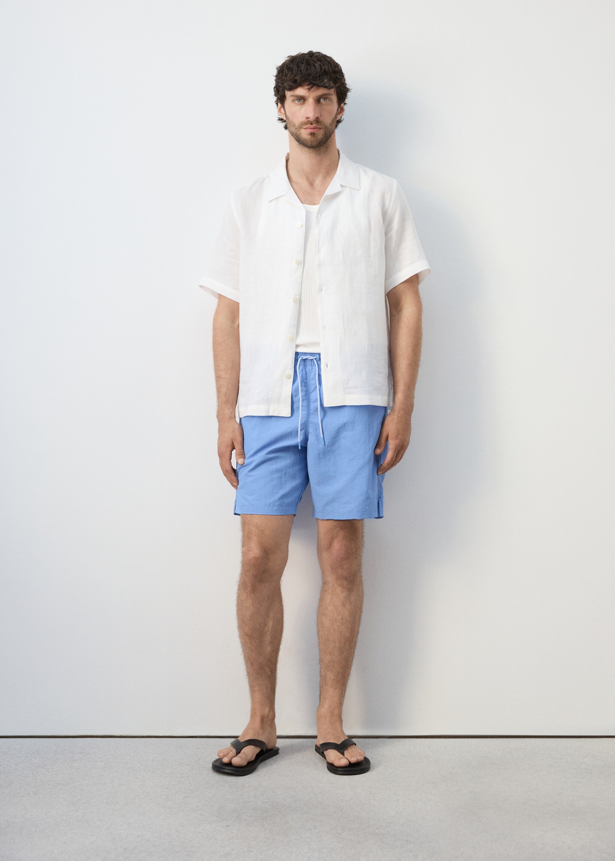 Basic drawstring swimsuit - Details of the article 4, China Blue. Ref: 27026000-00.