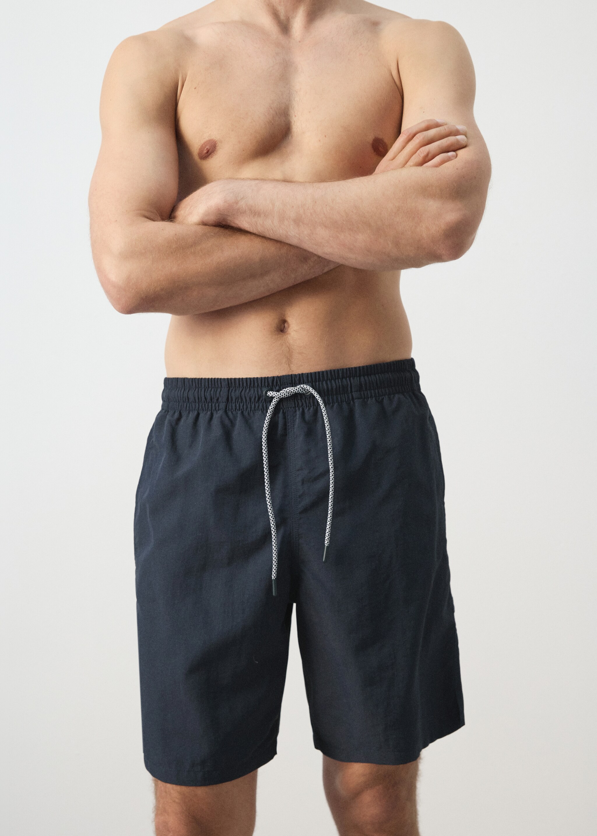 Basic drawstring swimsuit - Details of the article 1, Navy. Ref: 27026000-00.