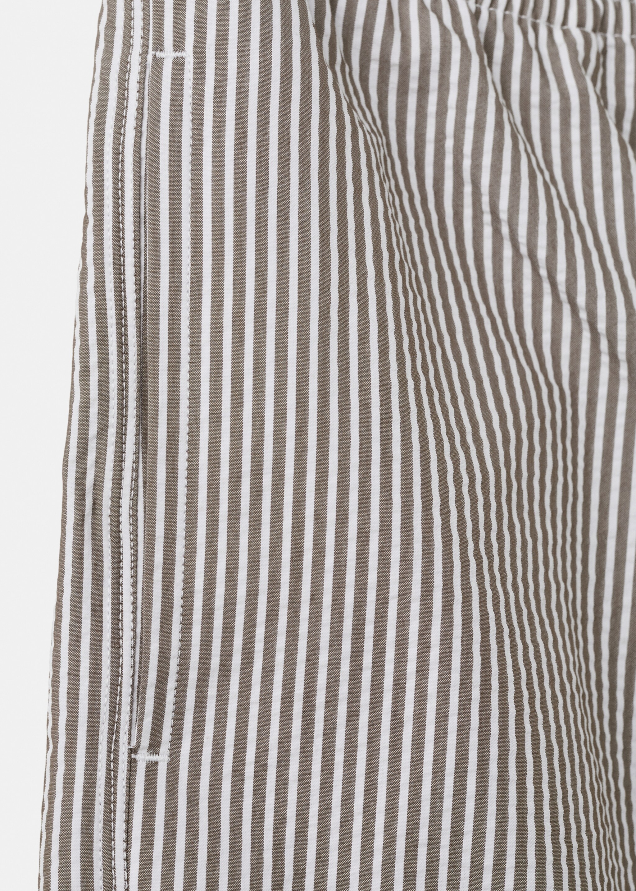 Seersucker striped swimsuit - Details of the article 0, Khaki. Ref: 27026001-00.
