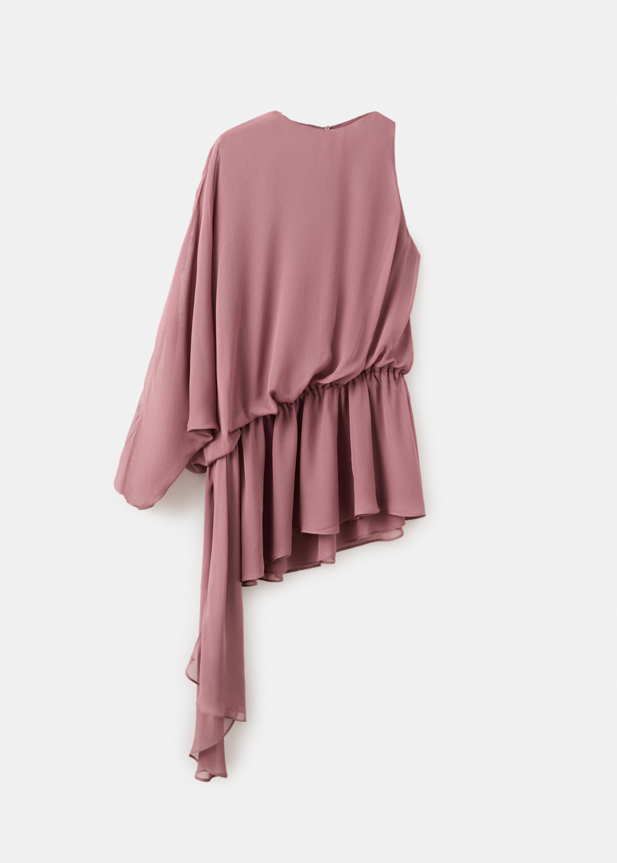 Ruffle dress with asymmetrical sleeve - Article without model, Pale Pink. Ref: 27026006-00.