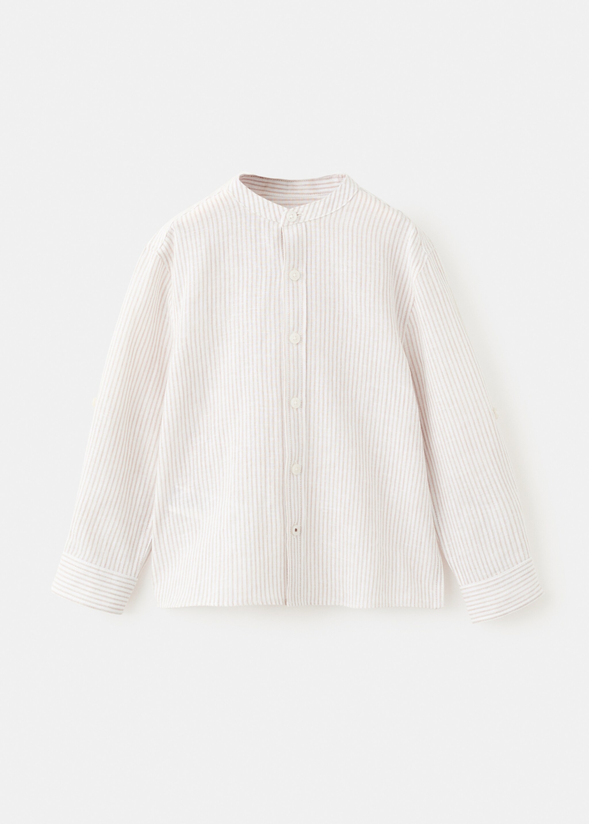 Striped linen-blend shirt - Article without model, Sand. Ref: 27026340-00.