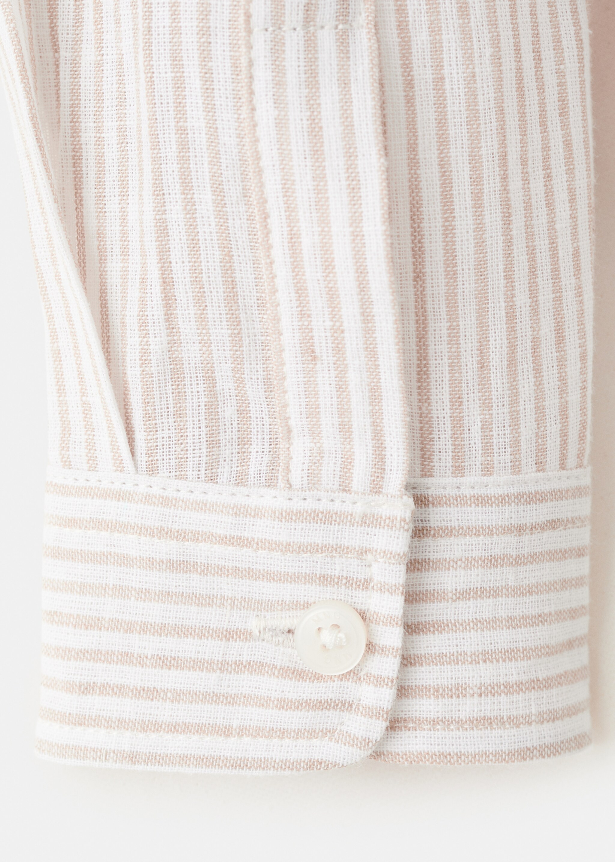 Striped linen-blend shirt - Details of the article 0, Sand. Ref: 27026340-00.