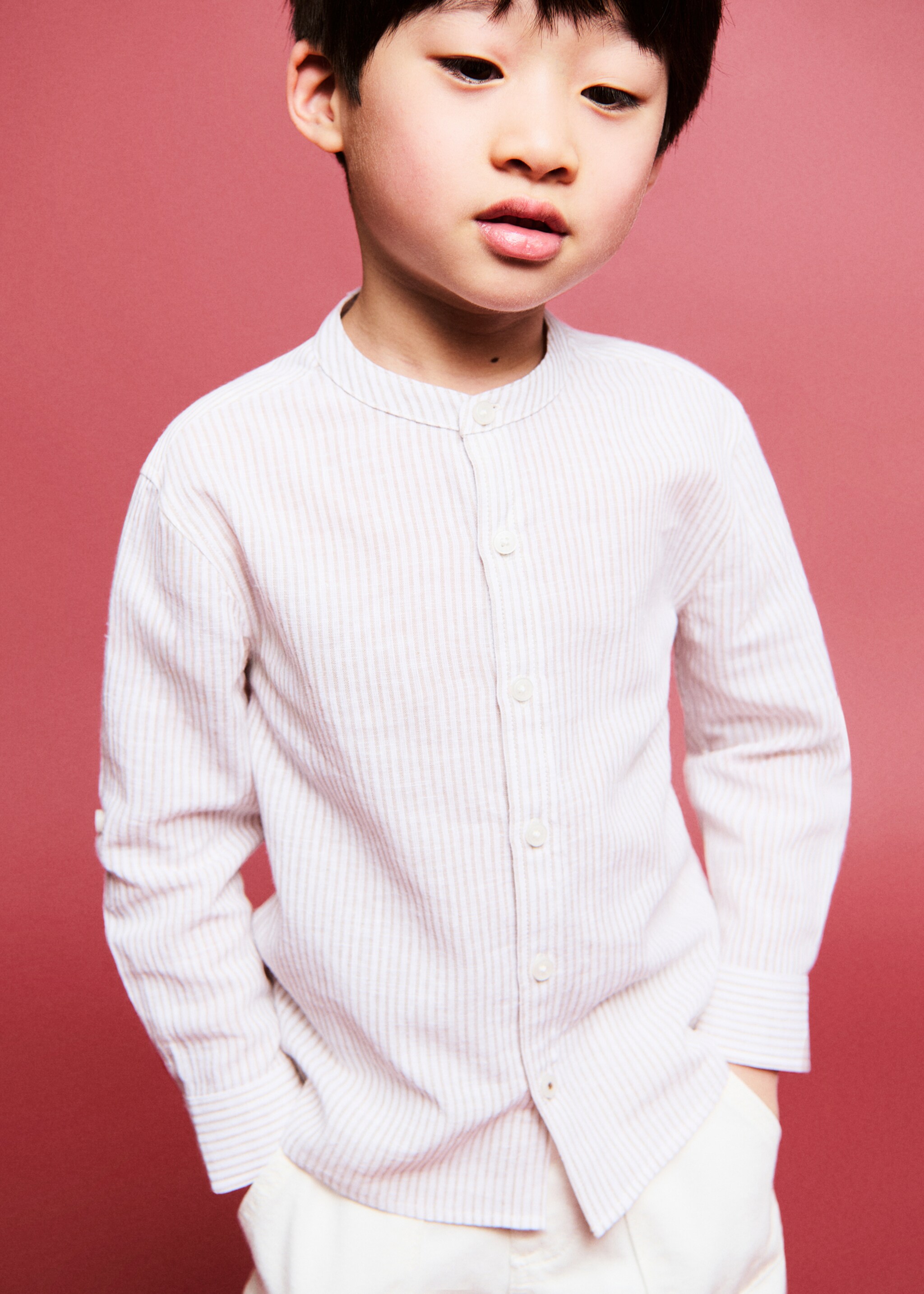 Camisa lino rayas - Detalle del artículo 1, Arena. Ref: 27026340-00.