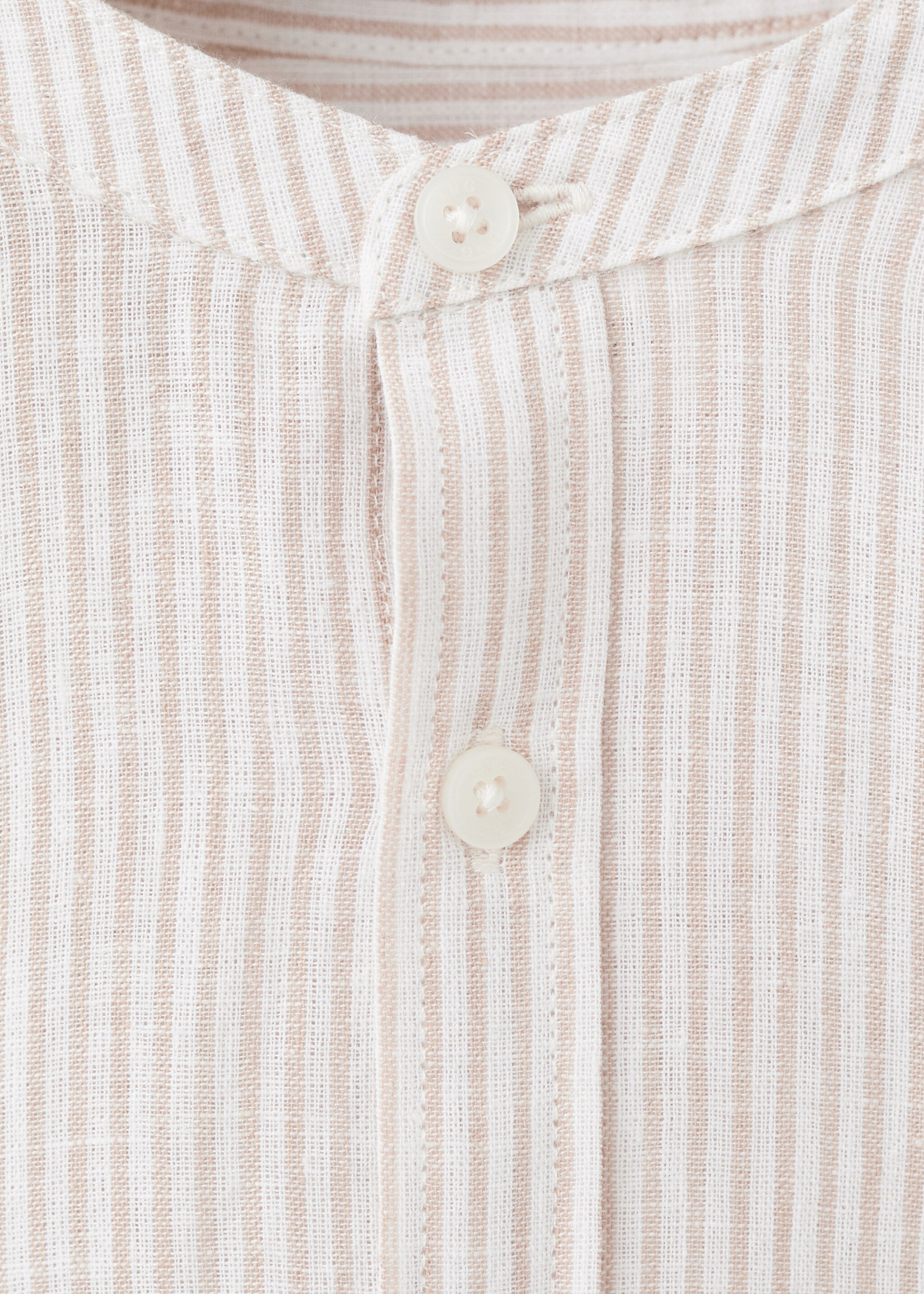 Striped linen-blend shirt - Details of the article 8, Sand. Ref: 27026340-00.