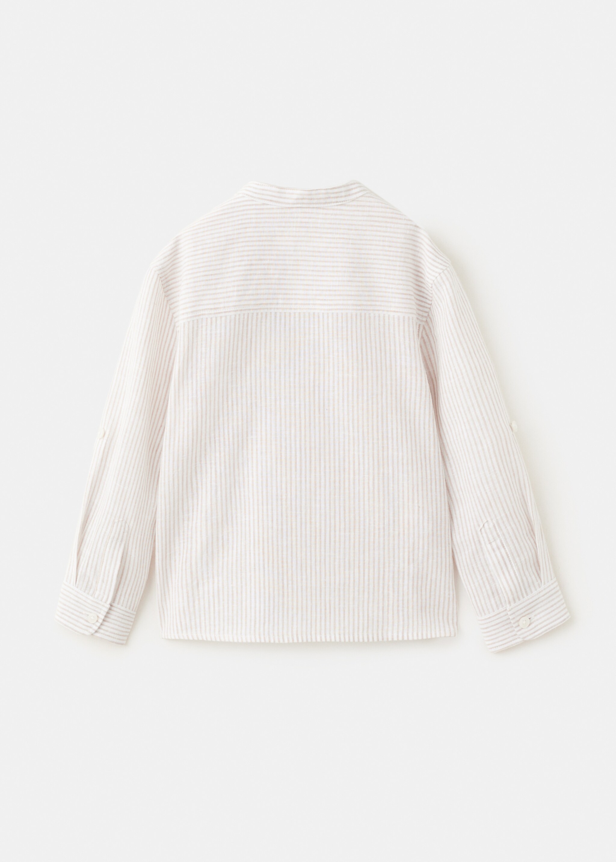 Striped linen-blend shirt - Reverse of the article, Sand. Ref: 27026340-00.