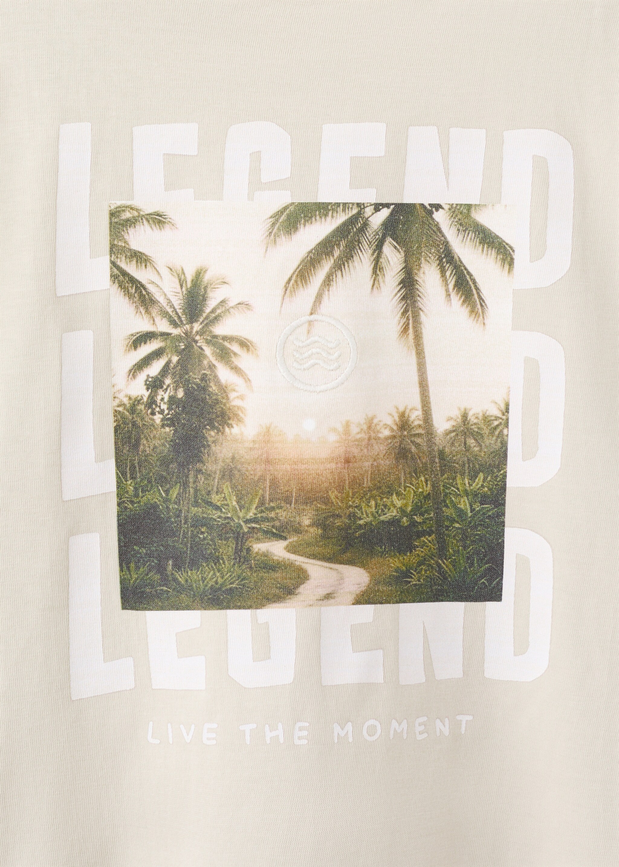 Printed cotton-blend t-shirt - Details of the article 0, Sand. Ref: 27026343-00.