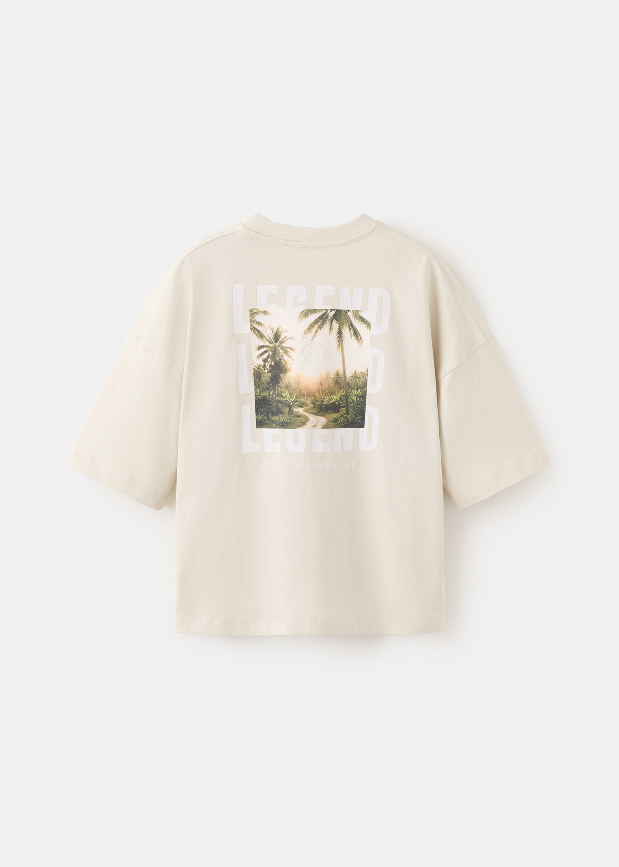 Printed cotton-blend t-shirt - Reverse of the article, Sand. Ref: 27026343-00.