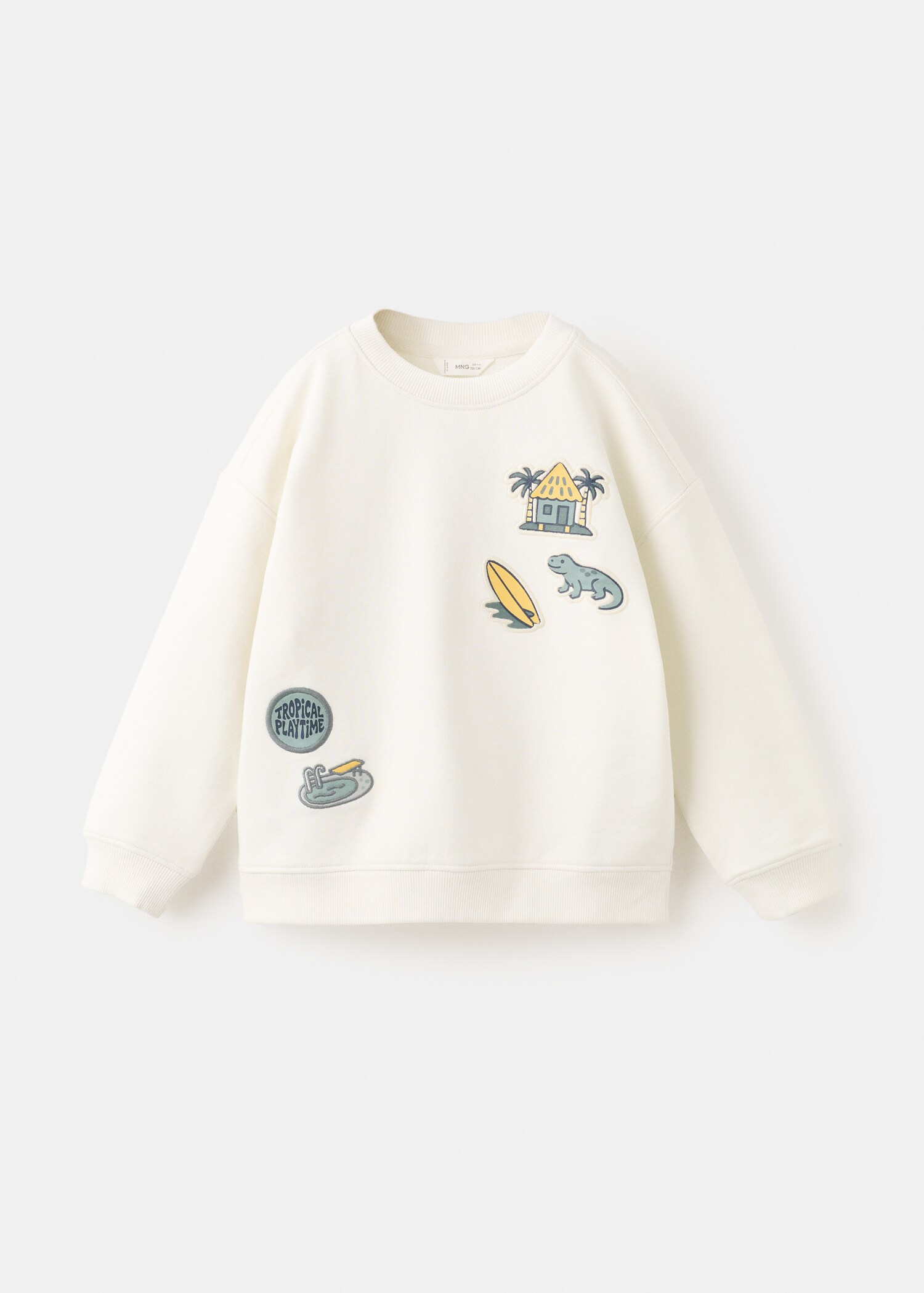 Cotton sweatshirt with embroidered patches - Article without model