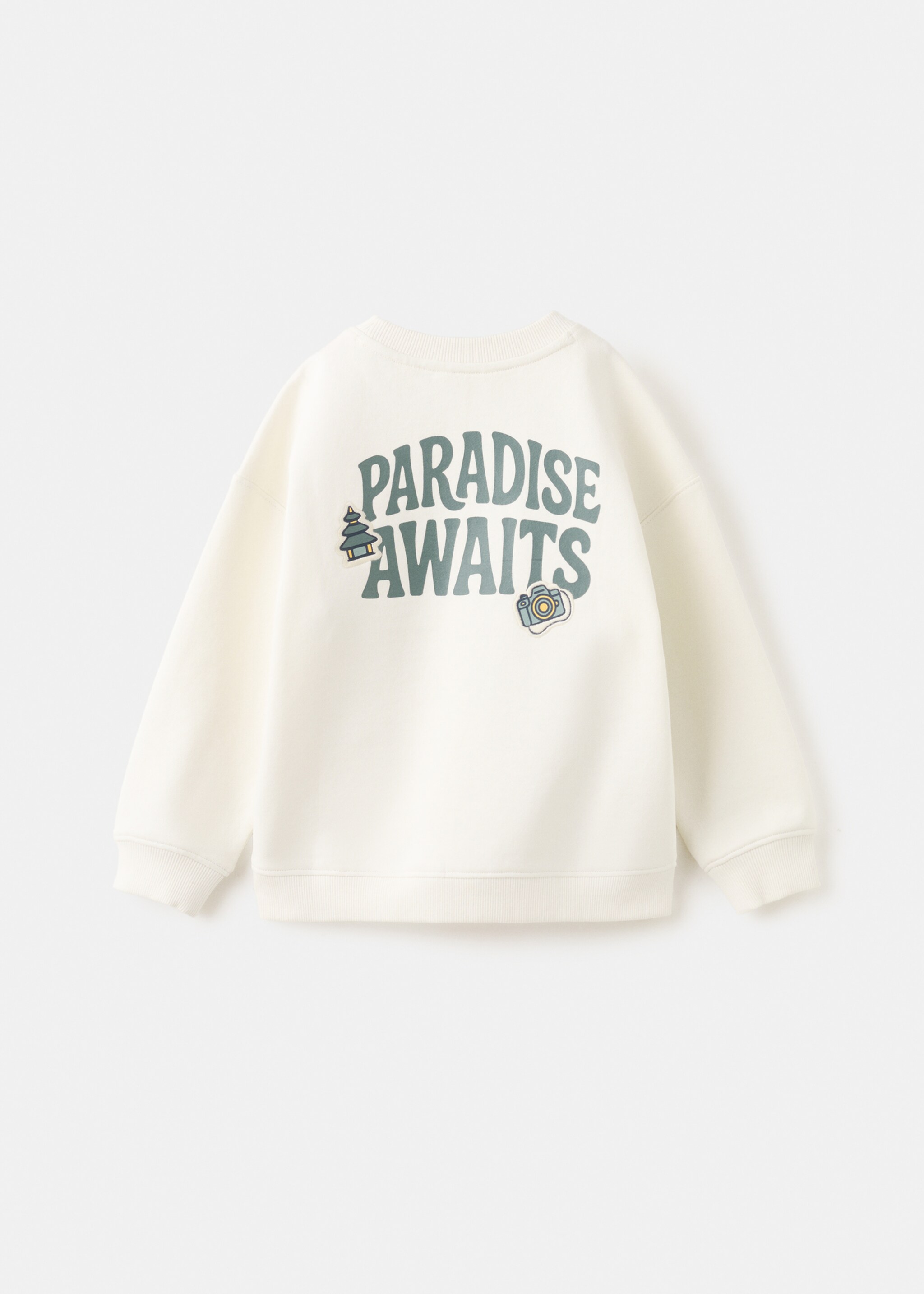 Sudadera algodón parches bordados - Reverso del artículo, Gris hielo. Ref: 27026344-00.