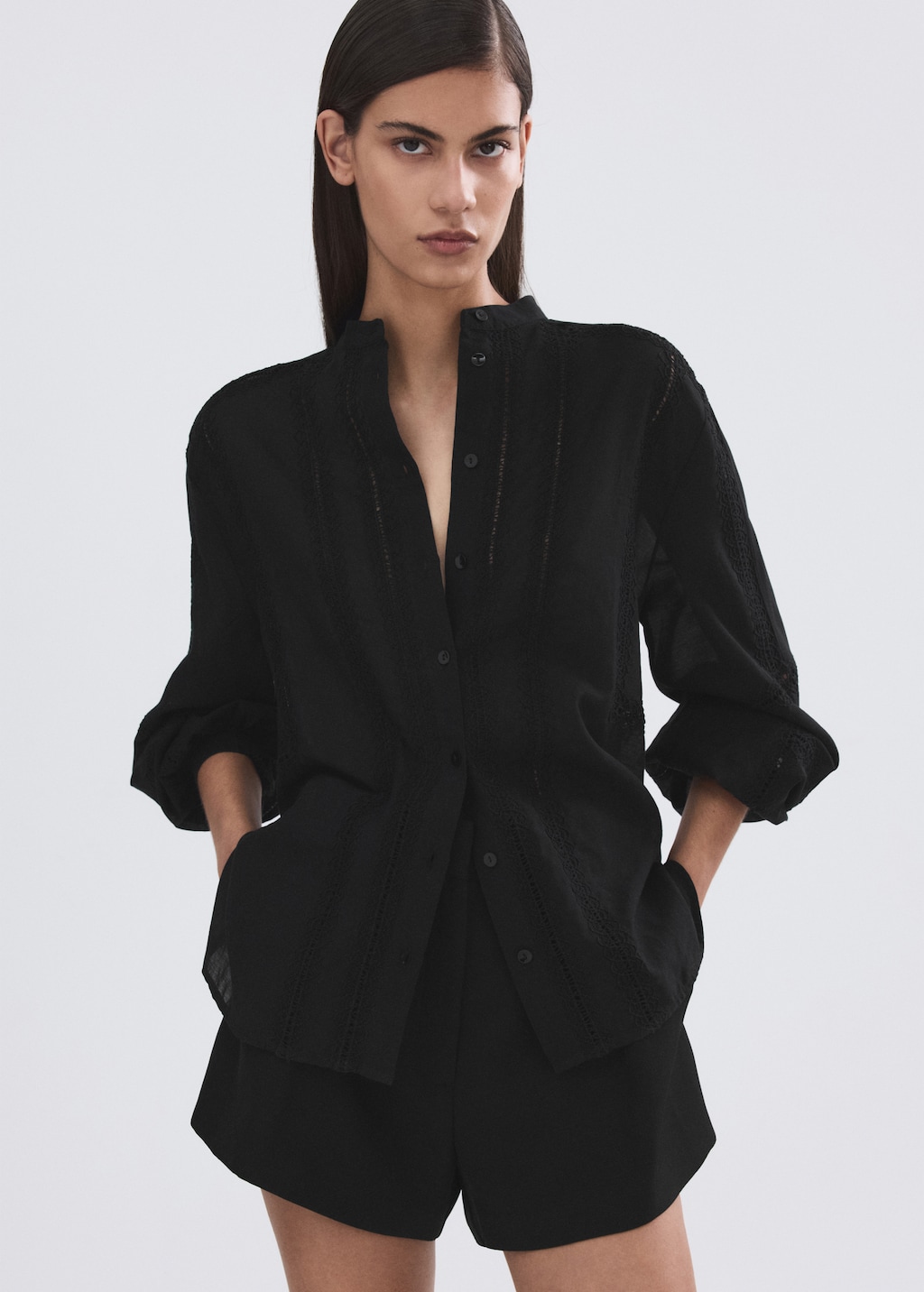 Embroidered blouse with lace accents - image 4