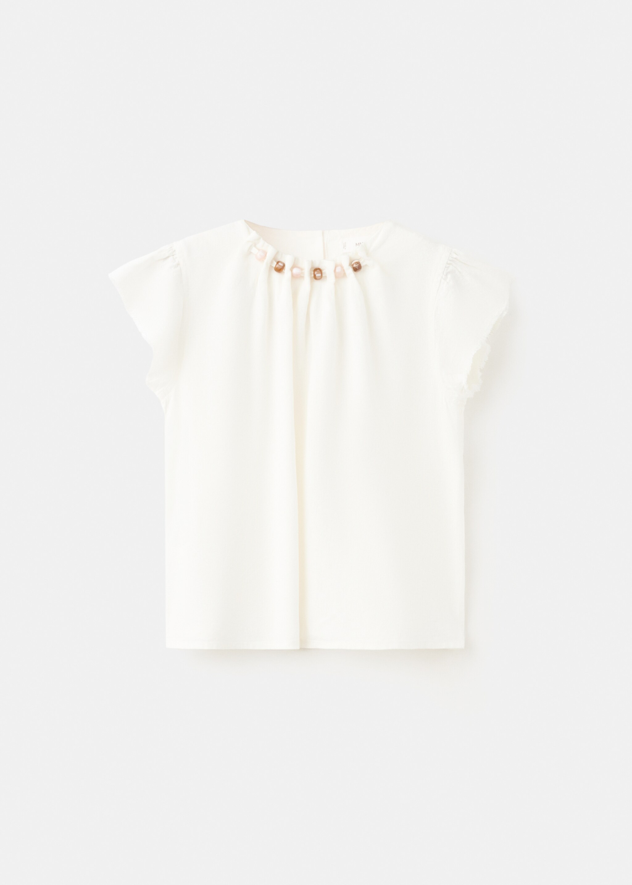 Bead neck blouse - Article without model, White. Ref: 27026348-00.