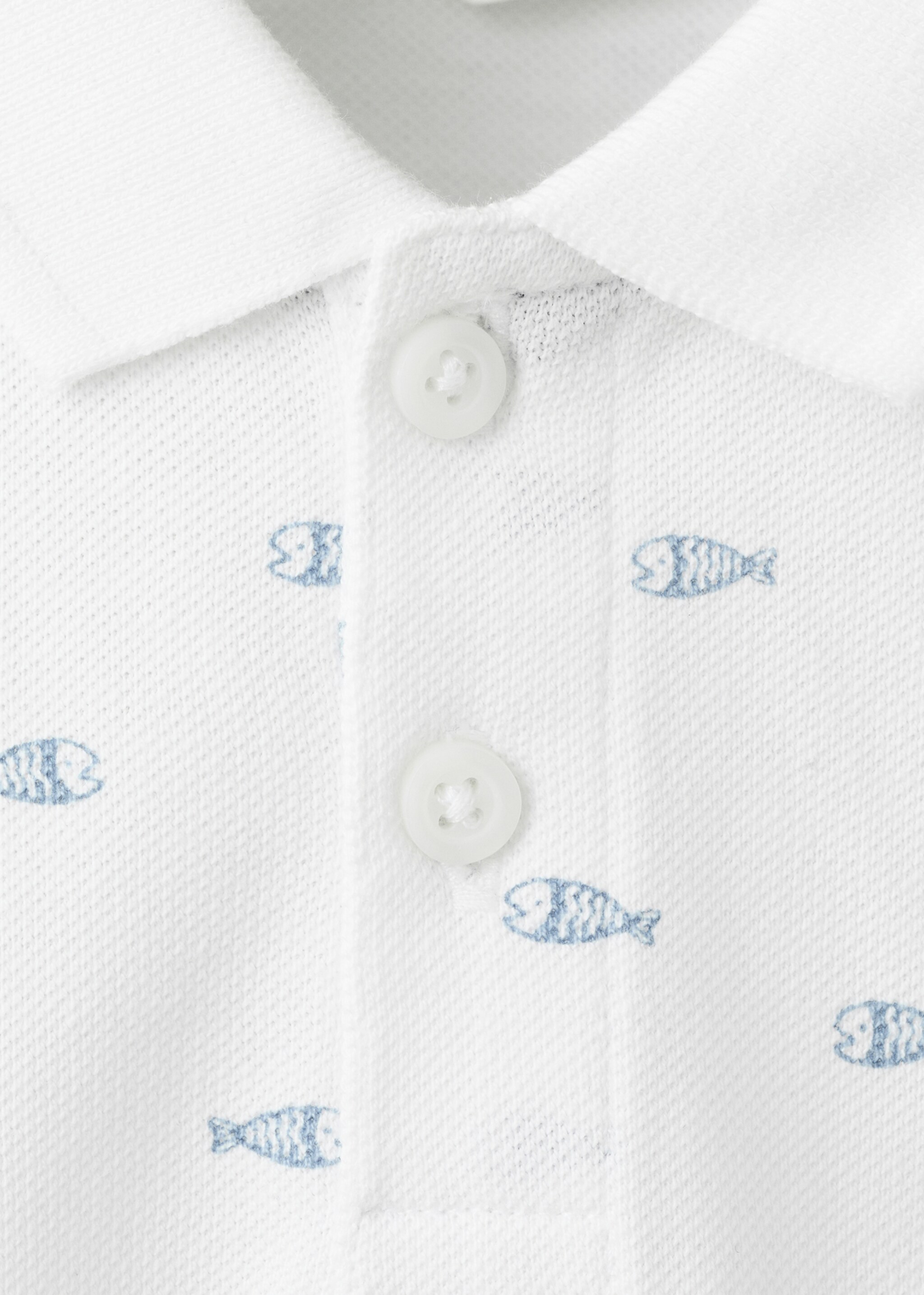 Printed cotton polo shirt - Details of the article 8, White. Ref: 27026710-00.