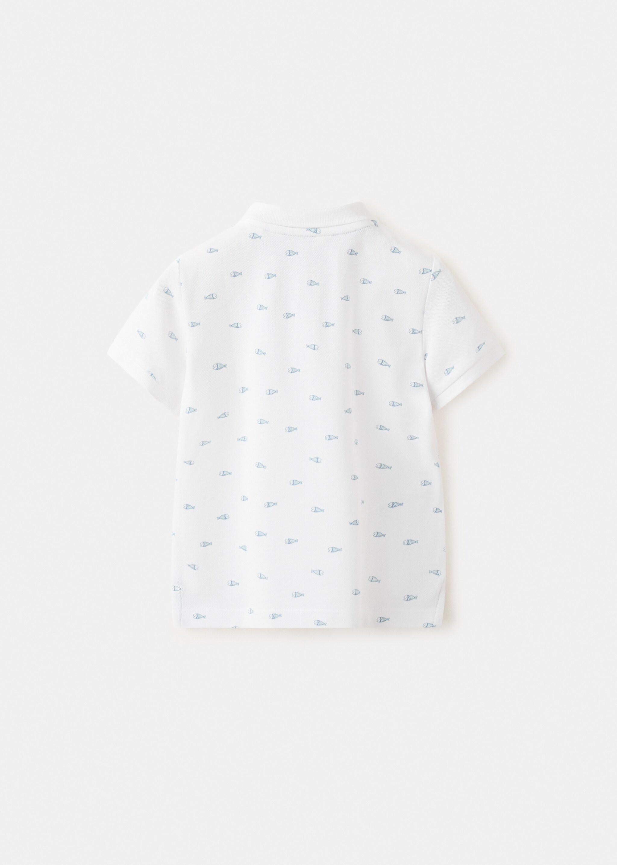 Printed cotton polo shirt - Reverse of the article, White. Ref: 27026710-00.