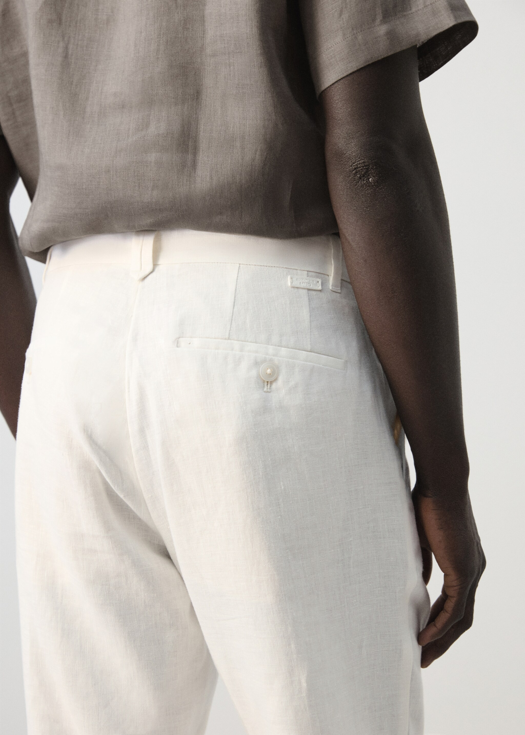 Slim-fit 100% linen trousers - Details of the article 6, Off White. Ref: 27026711-00.