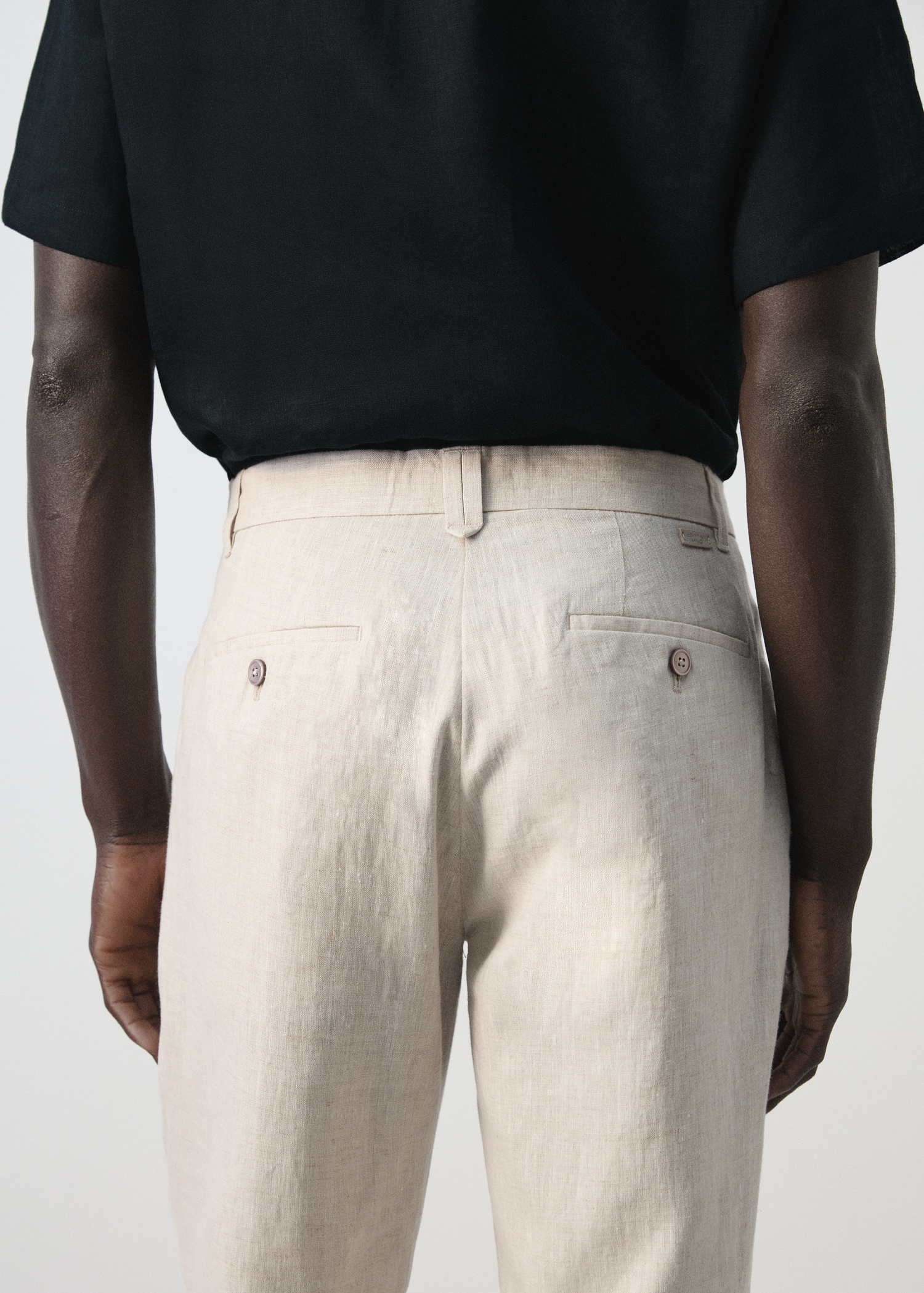 Slim-fit 100% linen trousers - Details of the article 6