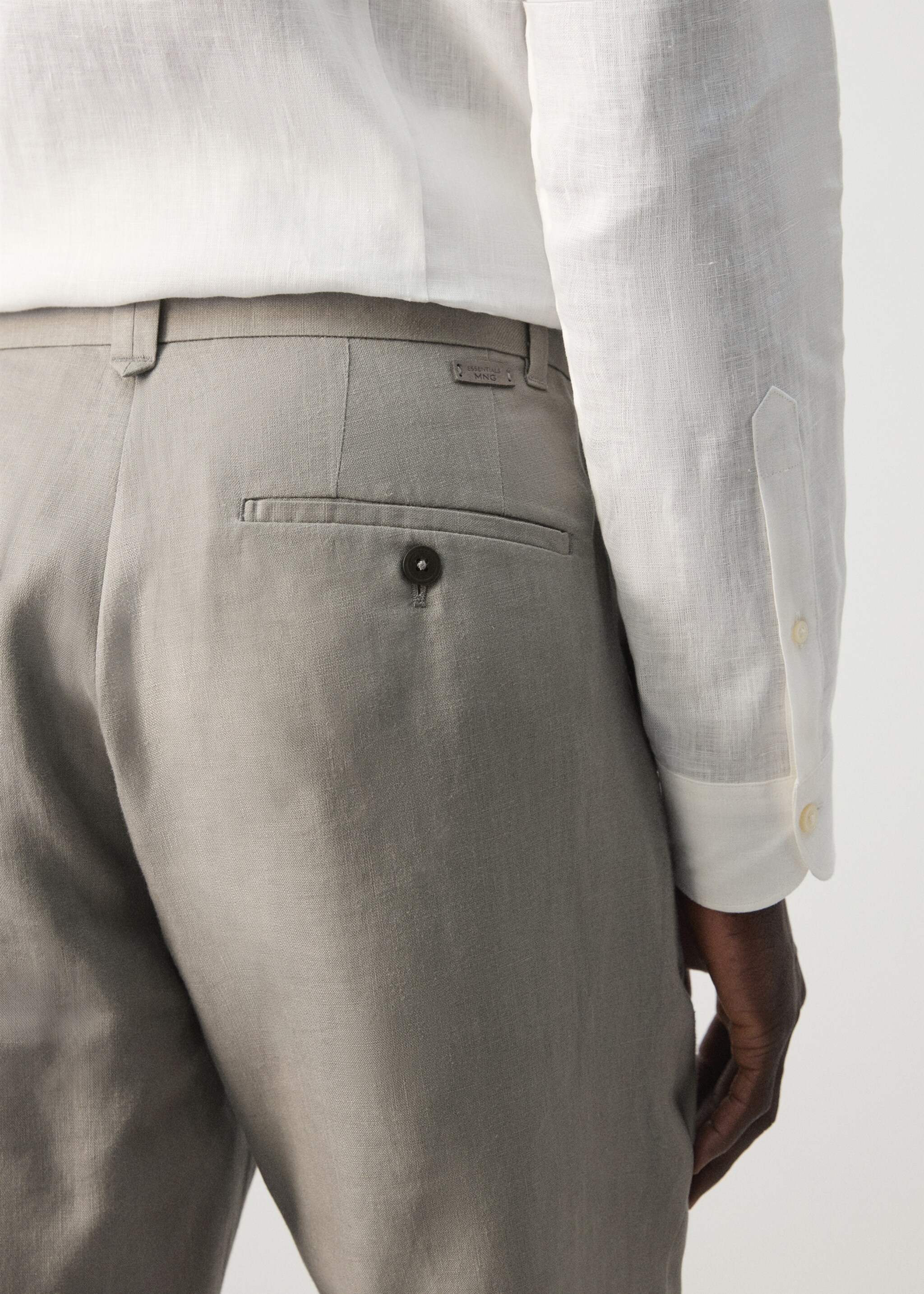 Pantalon 100 % lin slim fit - Détail de l'article 6, Gris chiné clair. Ref: 27026711-00.