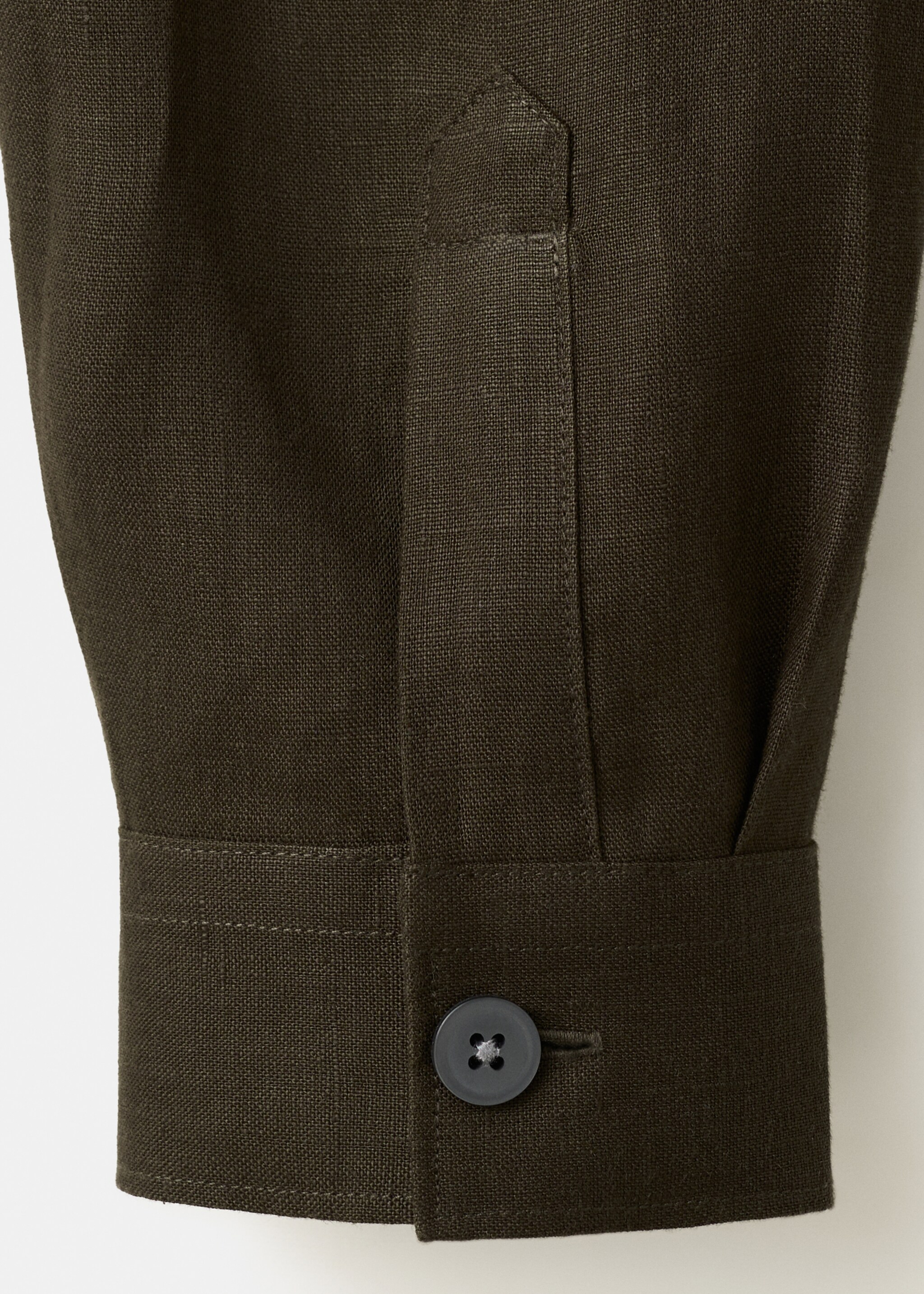 Bowling collar overshirt 100% linen - Details of the article 0, Chocolate. Ref: 27026712-00.