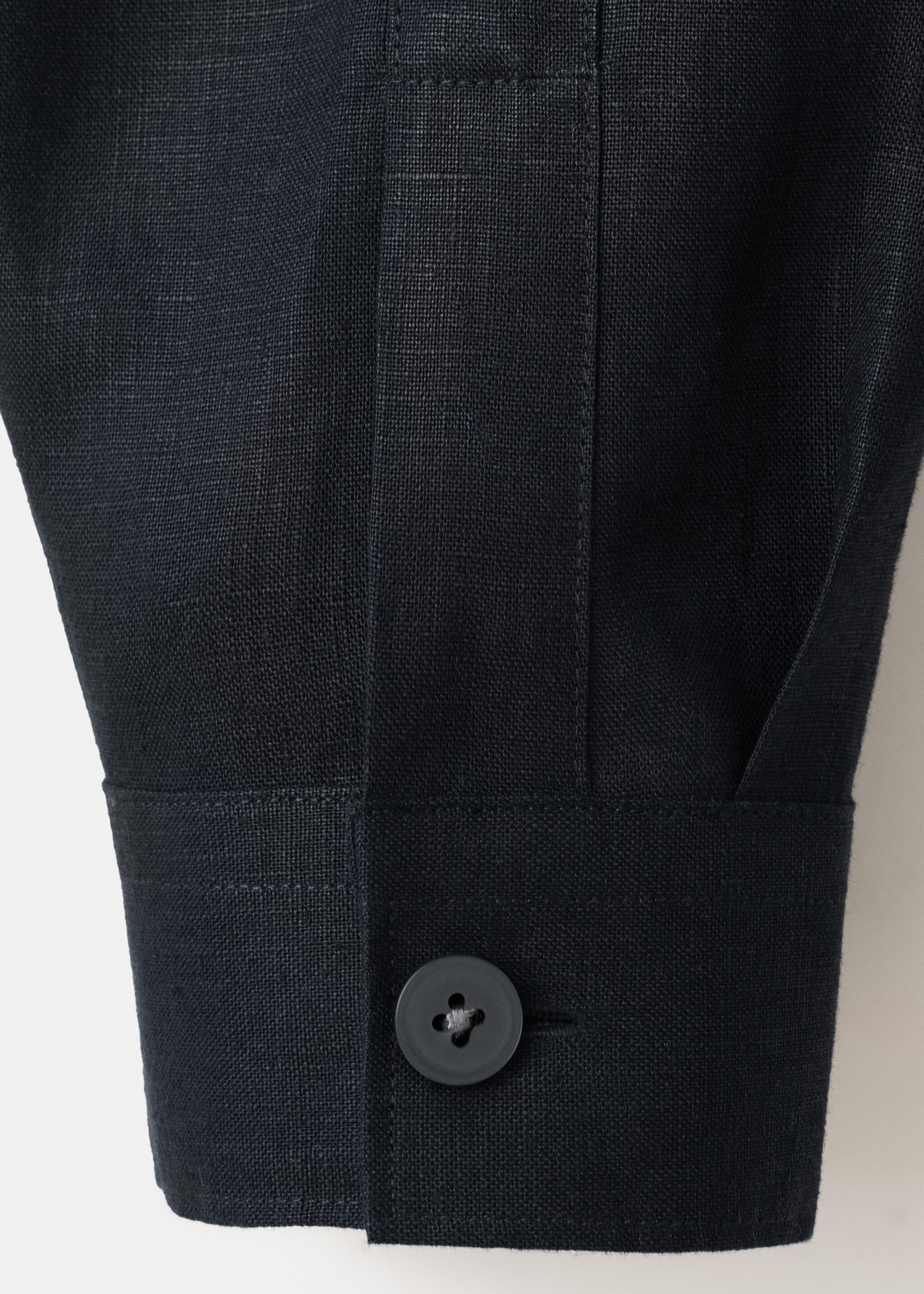 Bowling collar overshirt 100% linen - Details of the article 0, Navy. Ref: 27026712-00.