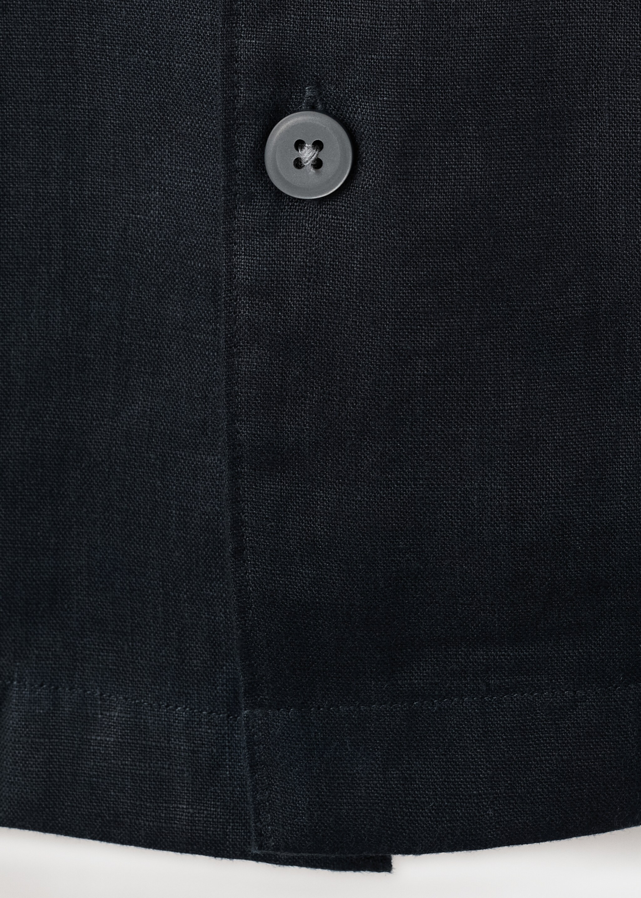 Bowling collar overshirt 100% linen - Details of the article 8, Navy. Ref: 27026712-00.