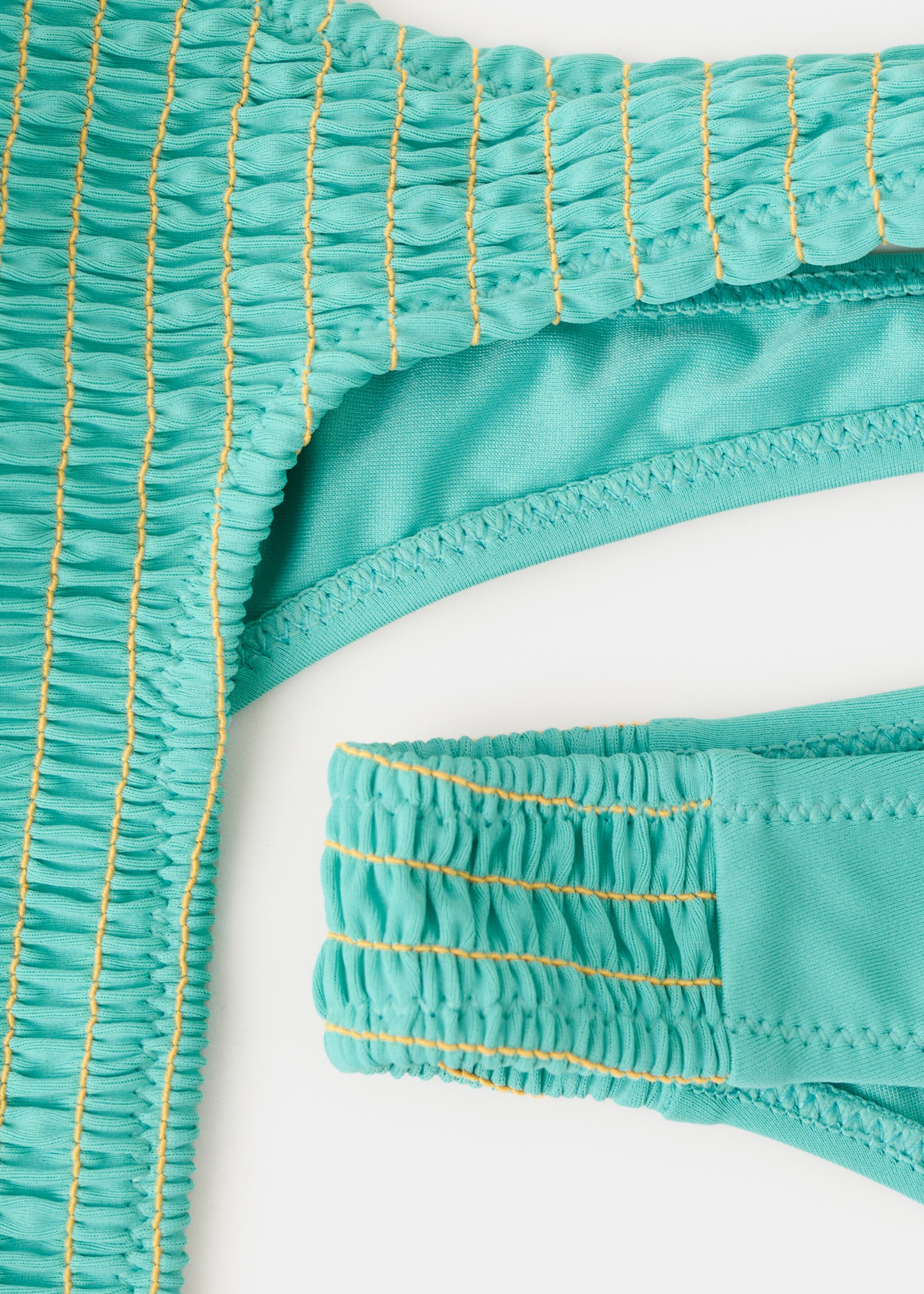 Asymmetric bikini with mid-rise bottoms - Details of the article 8, Turquoise. Ref: 27026714-00.
