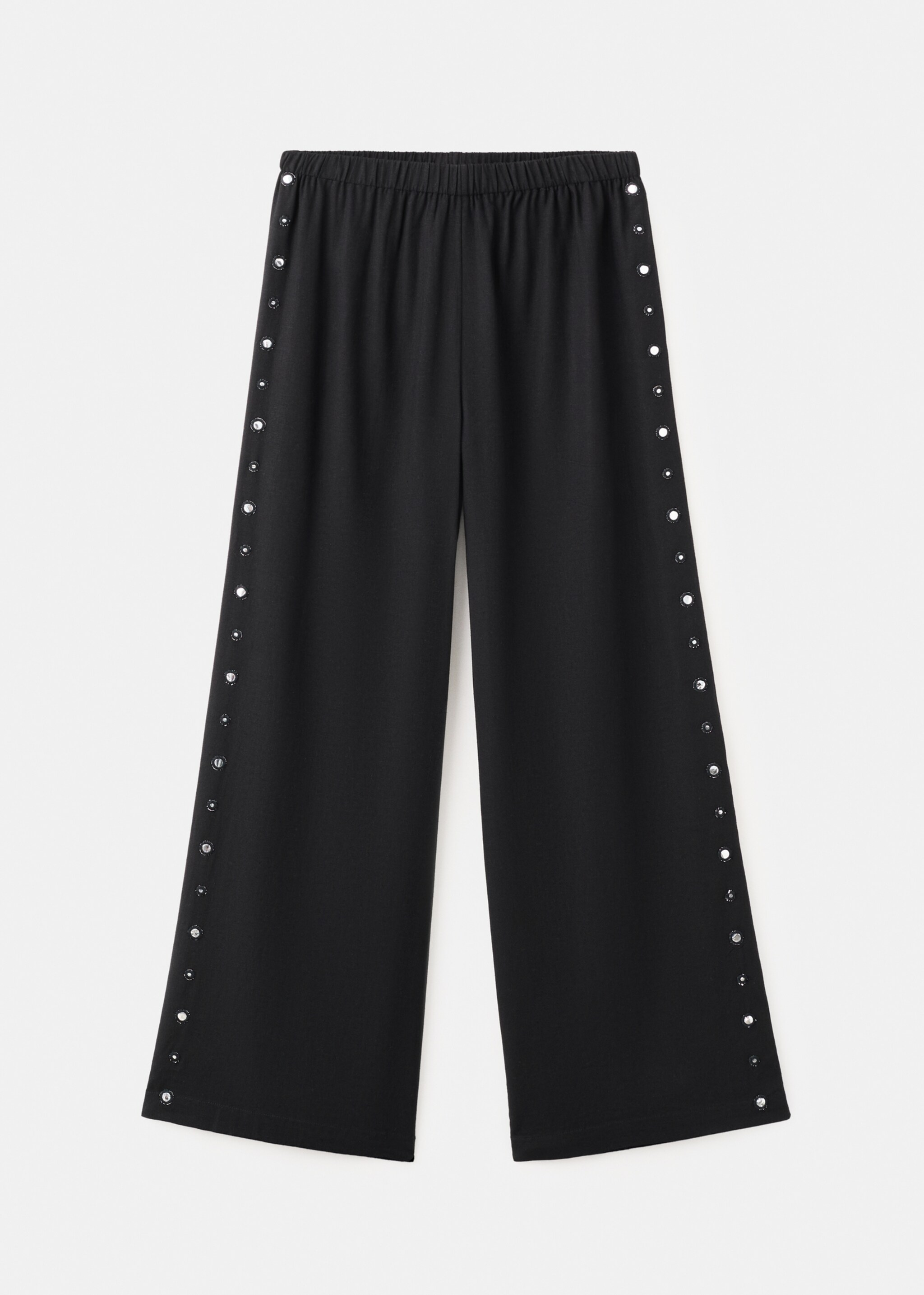 Straight linen-blend trousers - Article without model, Black. Ref: 27026719-00.