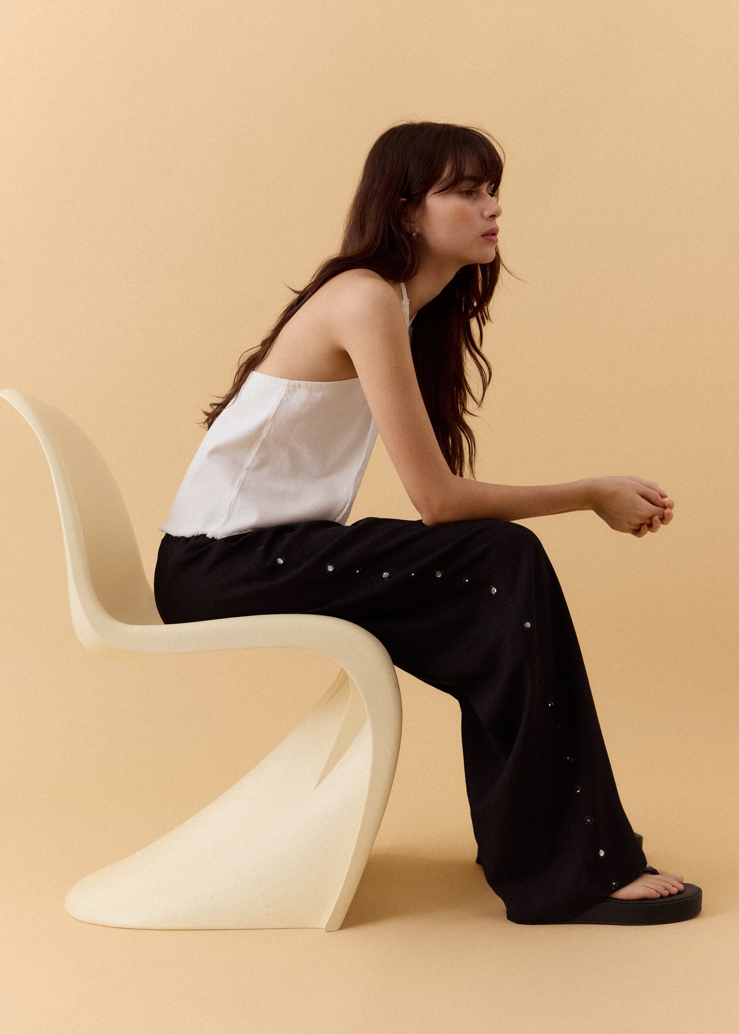 Straight linen-blend trousers - Details of the article 2