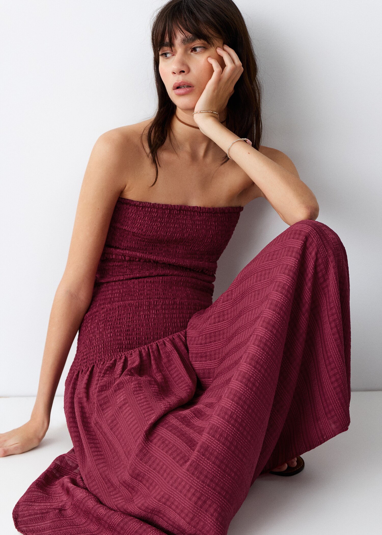 Ruched strapless dress - Details of the article 1