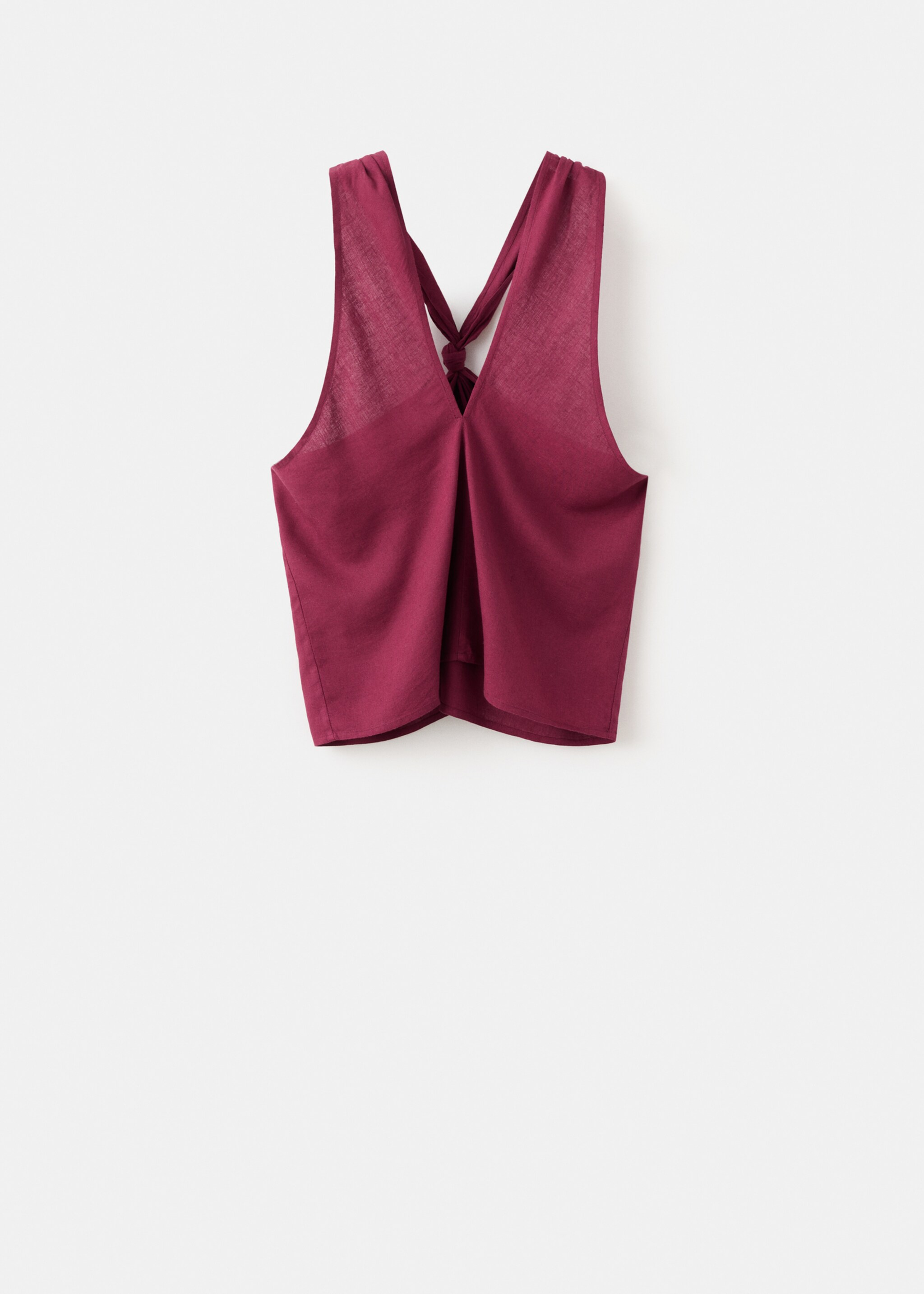 Knot linen top - Article without model, Maroon. Ref: 27026730-00.
