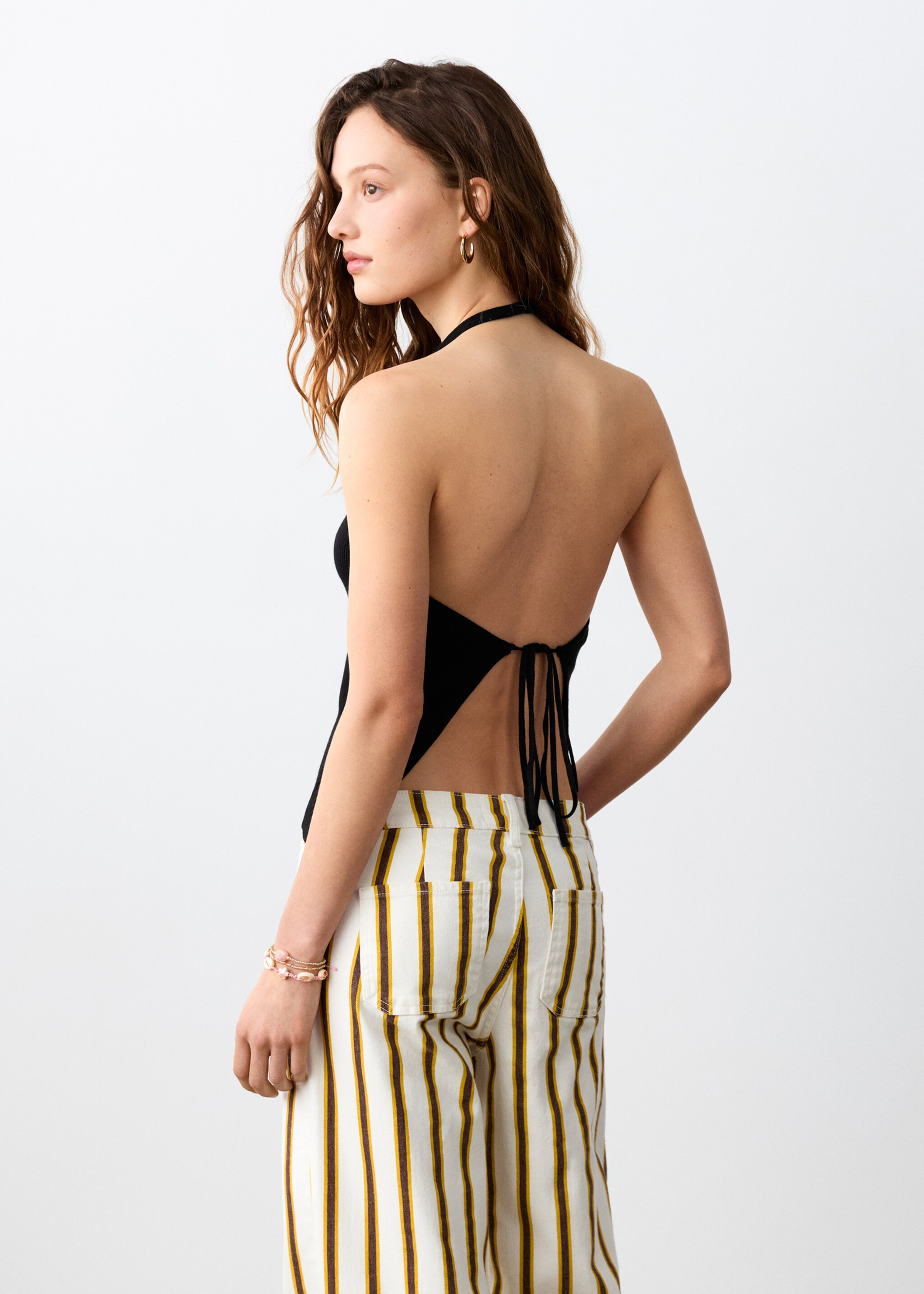 Top maille côtelée à emmanchures américaines - Verso de l’article, Noir. Ref: 27026731-00.