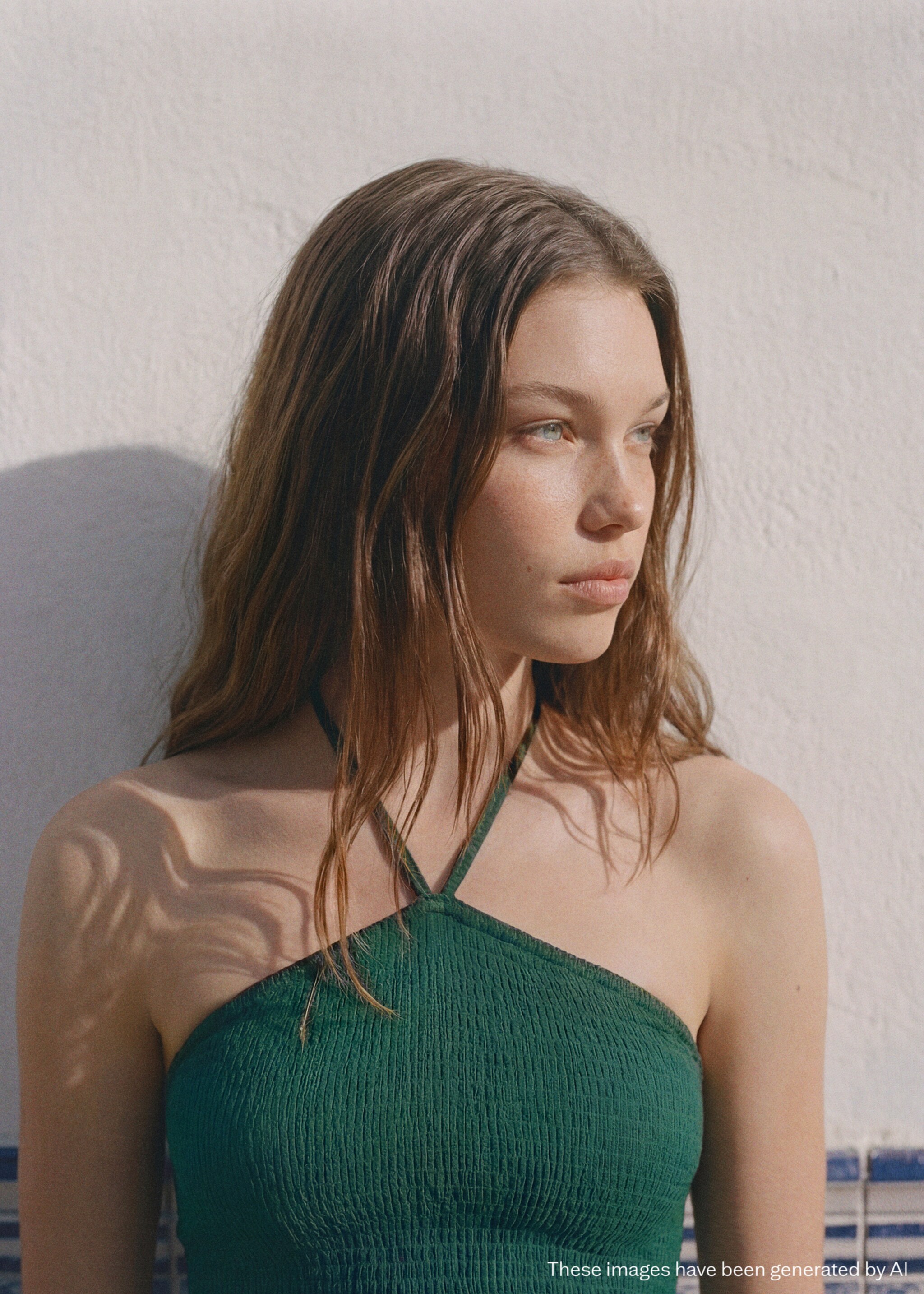 Halter panel dress - Medium plane, Green. Ref: 27026737-00.