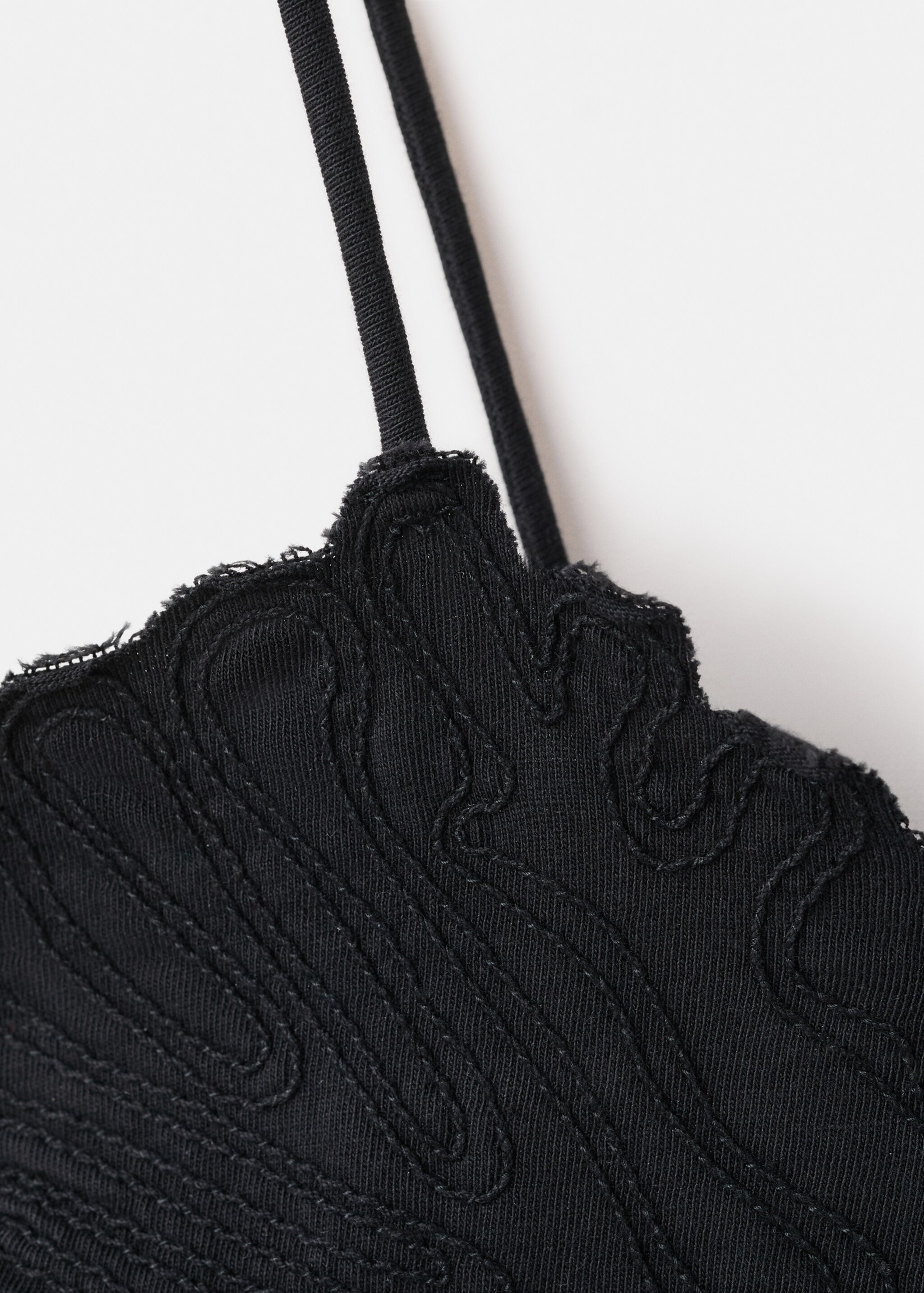 Cotton top with straps - Details of the article 8, Black. Ref: 27026742-00.