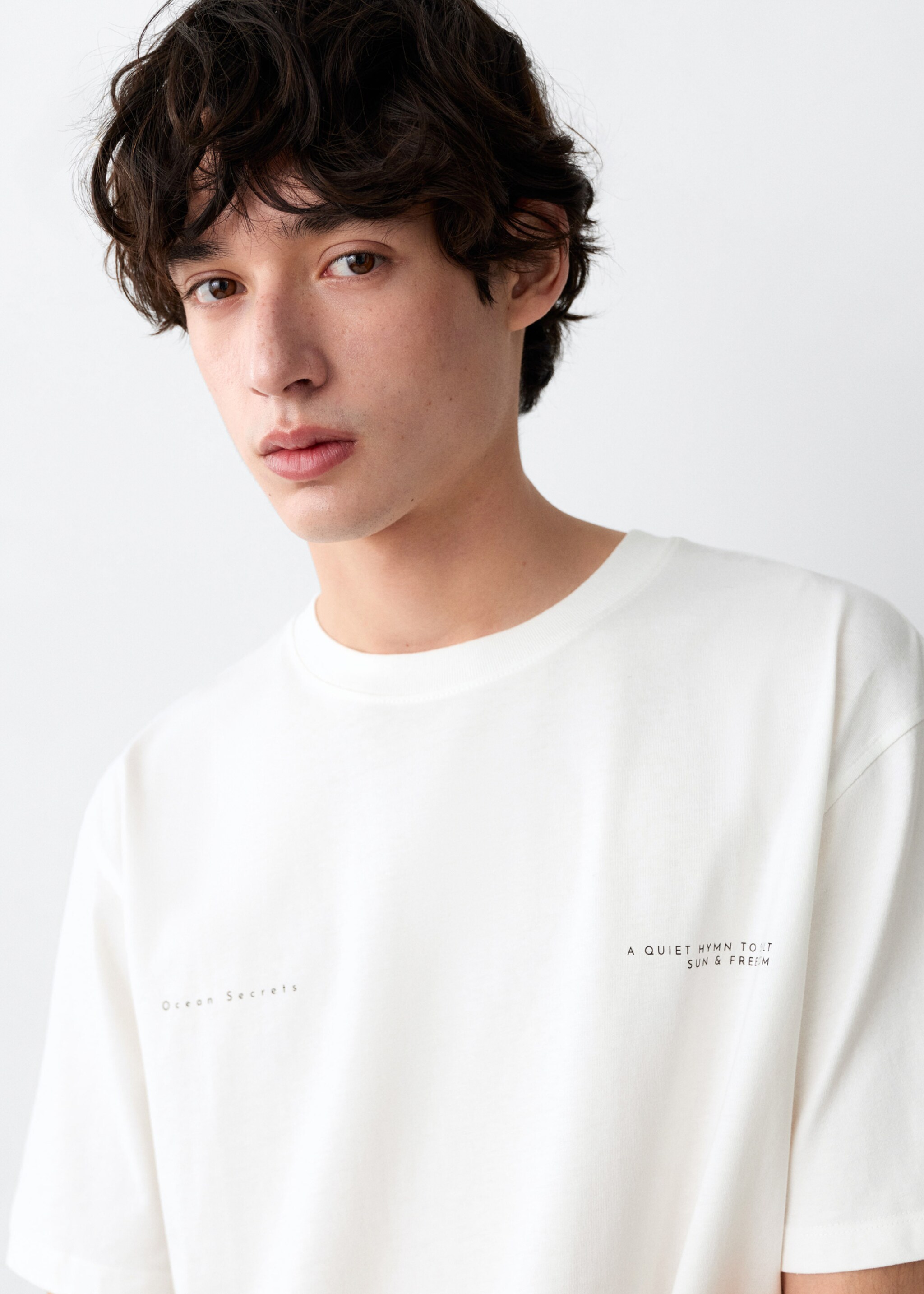 Printed cotton-blend t-shirt - Details of the article 1, Off White. Ref: 27026747-00.