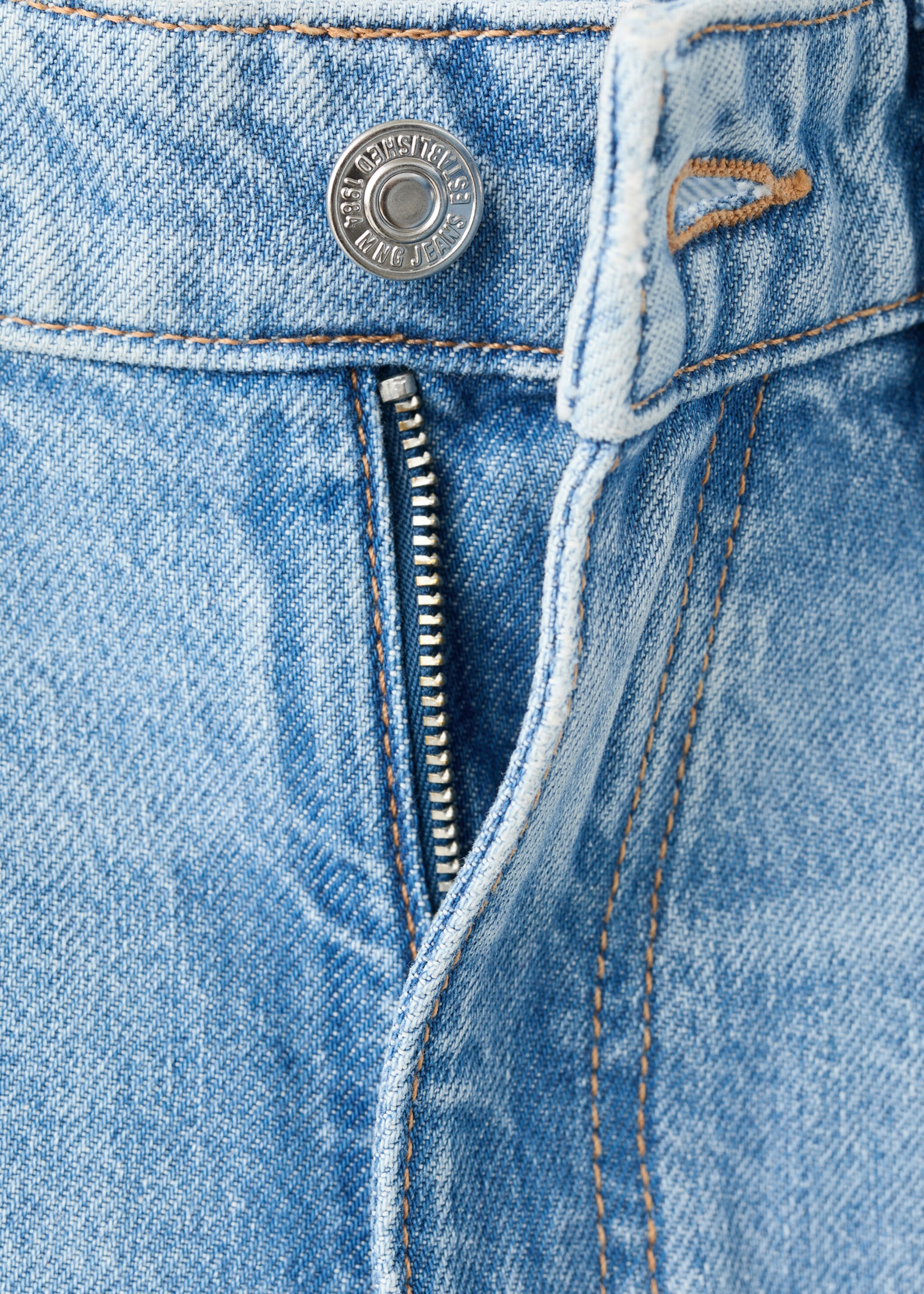 Balloon crop jeans - Details of the article 8, Medium Blue. Ref: 27027141-00.