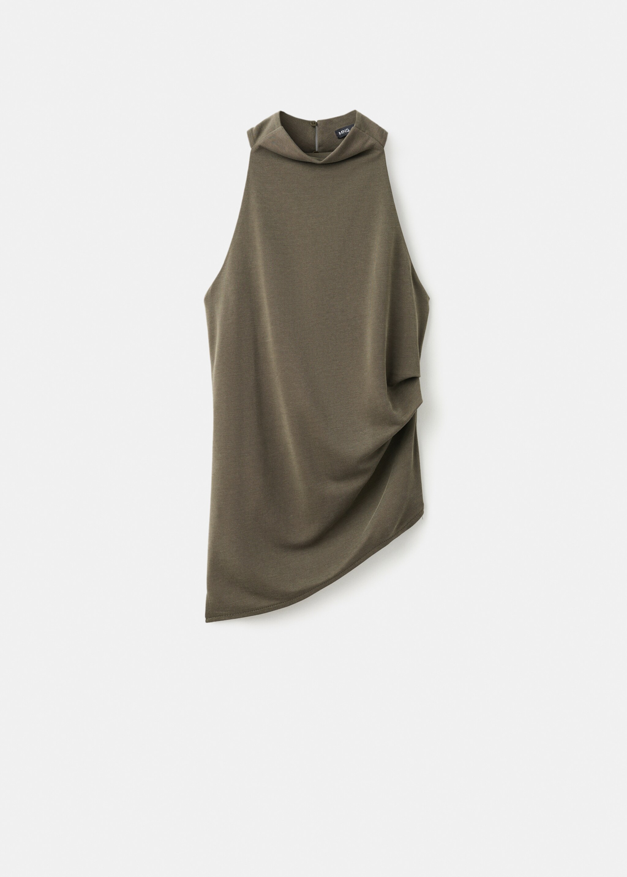 Asymmetric ruched top - Article without model, Khaki. Ref: 27027143-00.