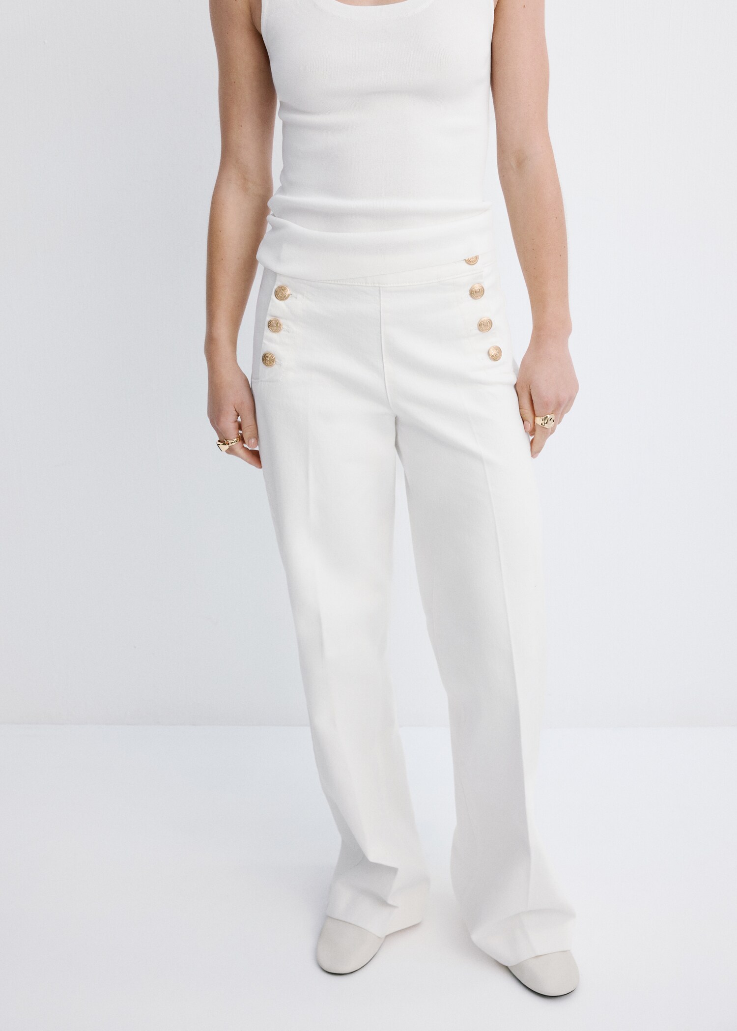 Wide-leg jeans with side buttons - Medium plane