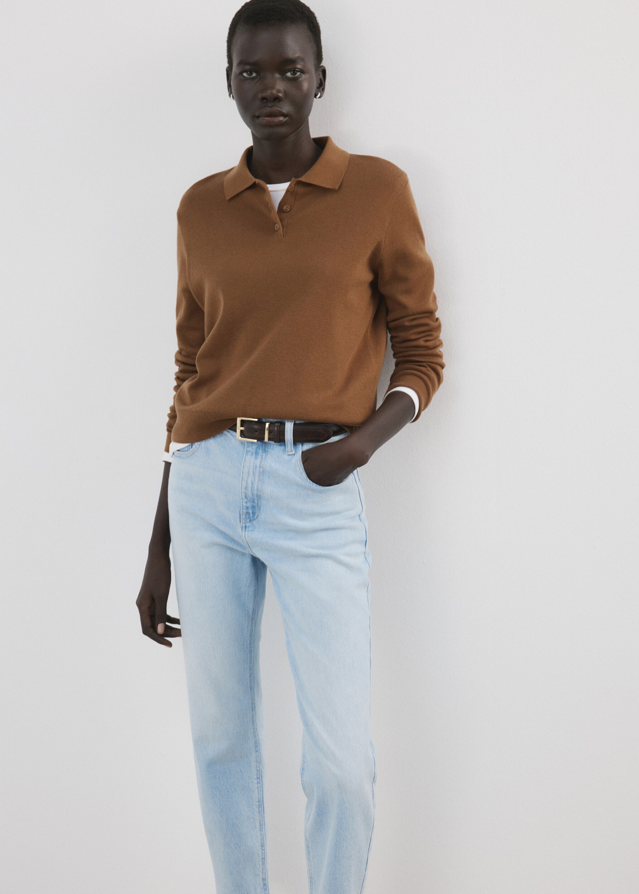 Newmom comfort high-rise jeans - Details of the article 1, Light Blue. Ref: 27027147-00.