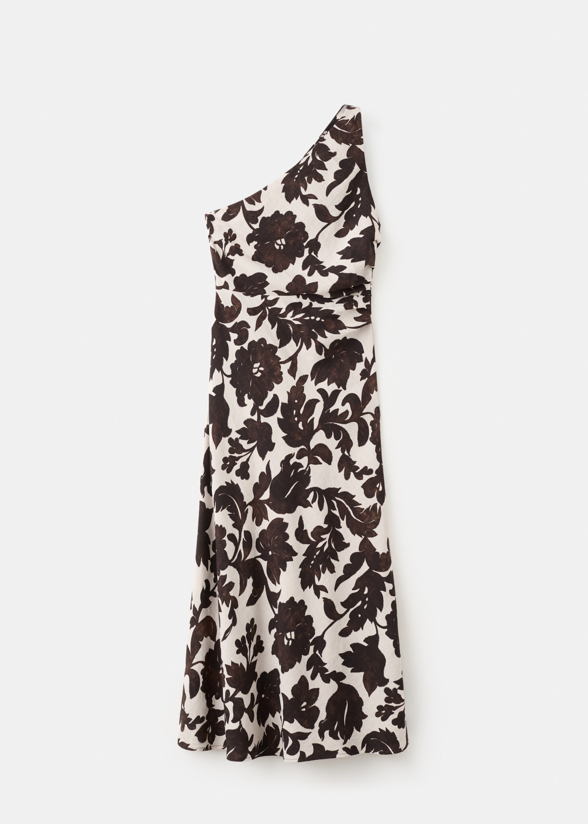 Asymmetrical floral-print dress - Article without model, Brown. Ref: 27027150-00.