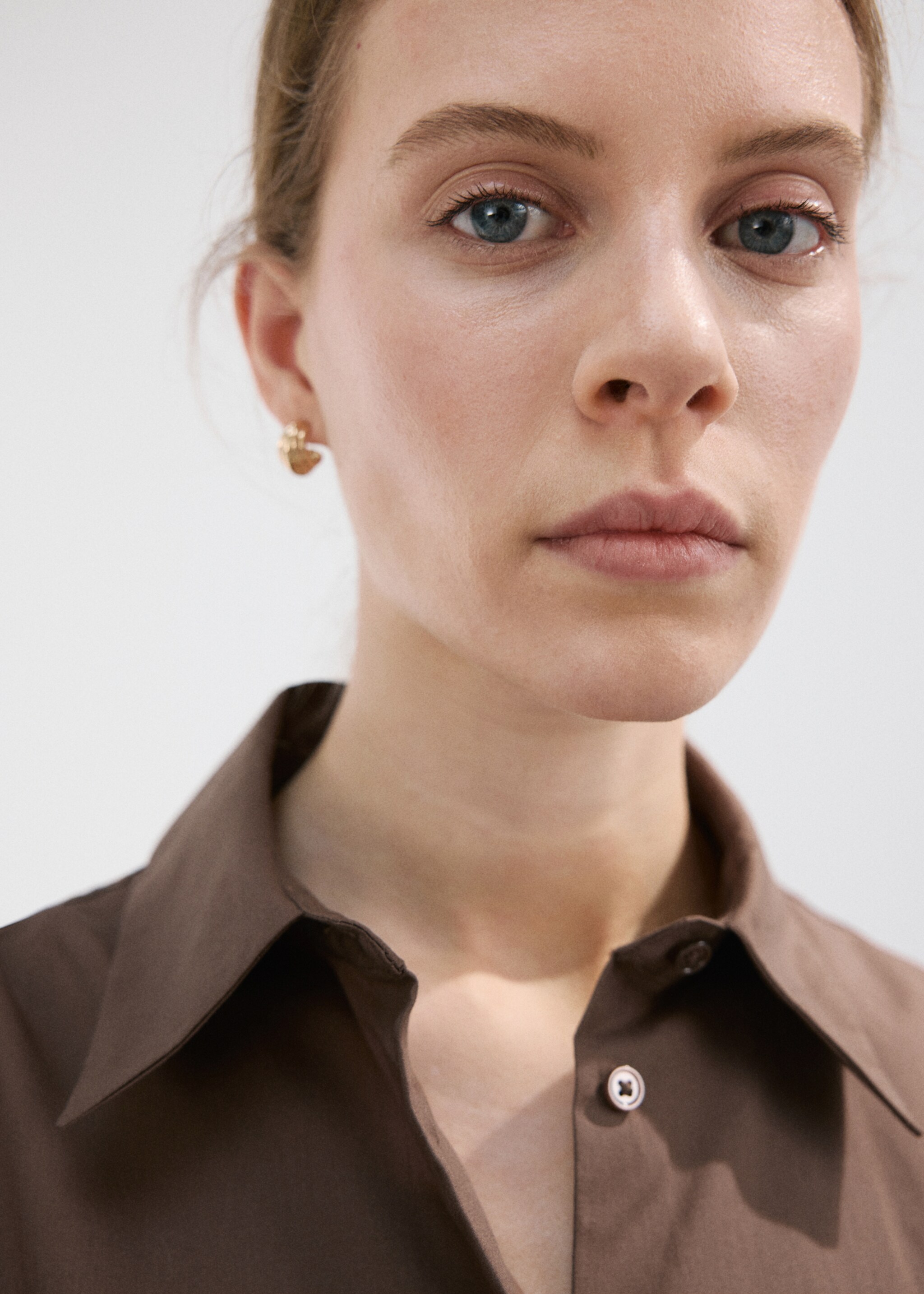 Lyocell shirt dress - Details of the article 1, Brown. Ref: 27027153-00.