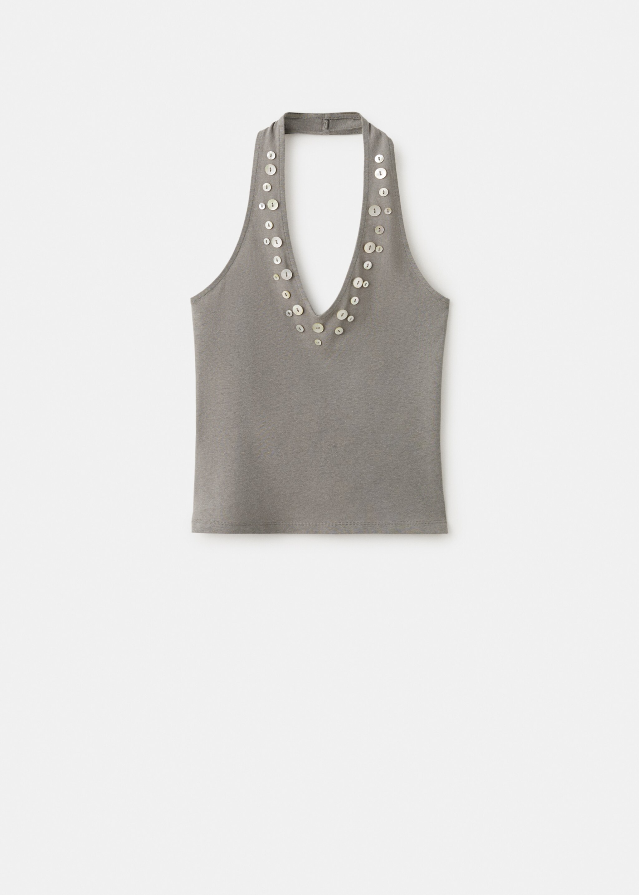 Top halter botones decorativos - Artículo sin modelo, Gris. Ref: 27027154-00.