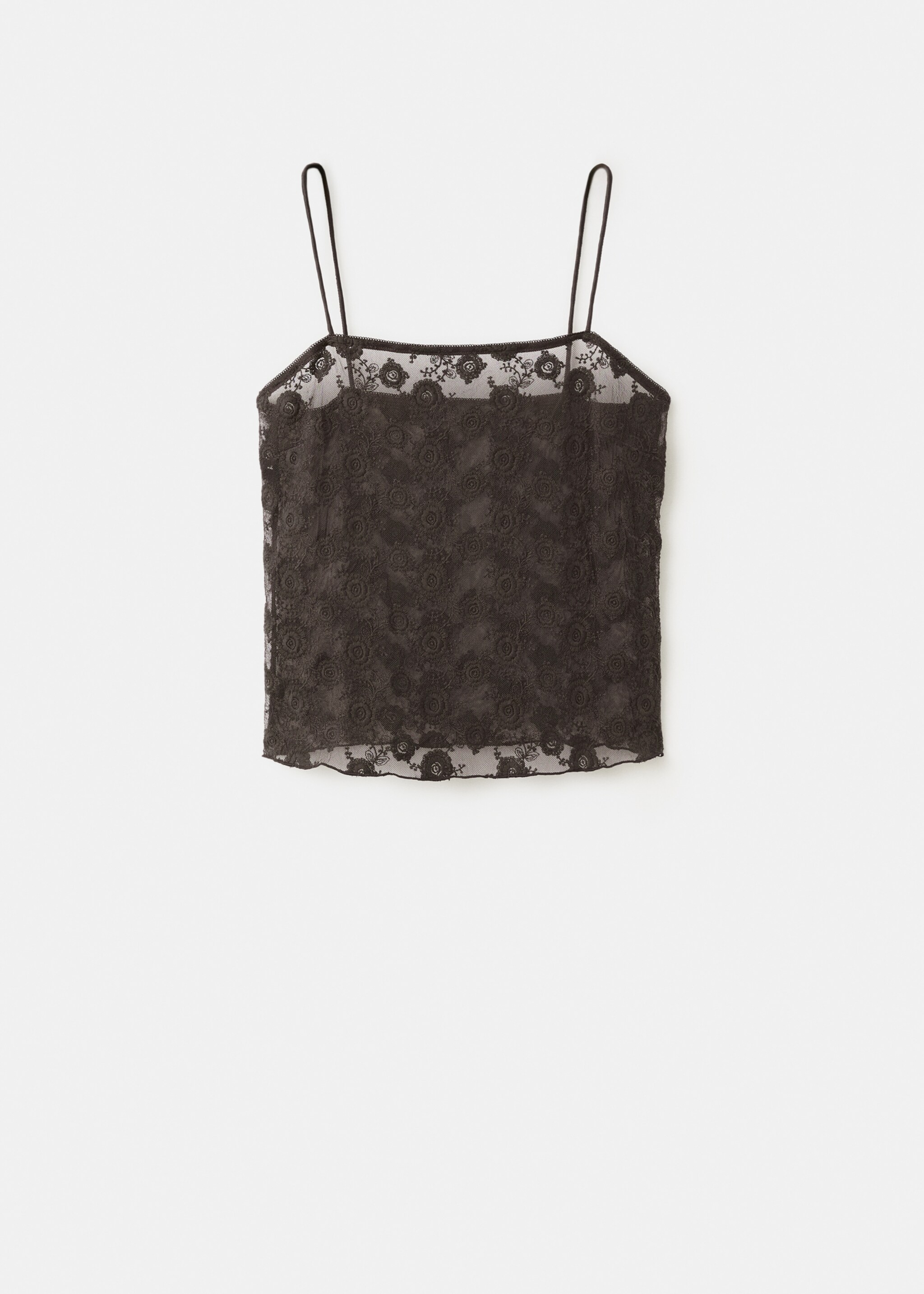 Top dentelle florale - Article sans modèle, Kaki. Ref: 27027155-00.