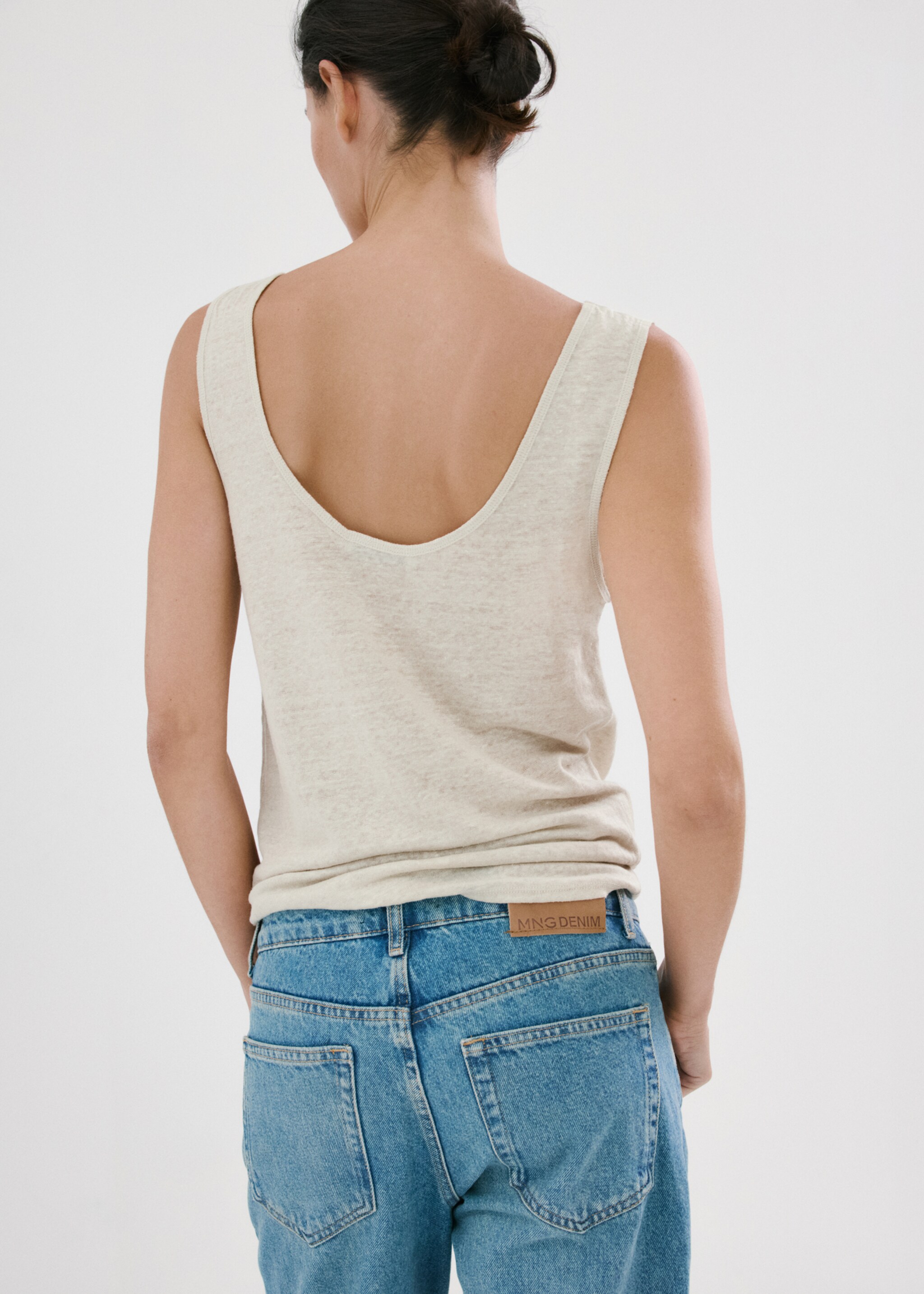 بادي من الكتان مخطط - الجهة الخلفية للمنتج, رمادي فاتح/خفيف. Ref: 27027156-00.