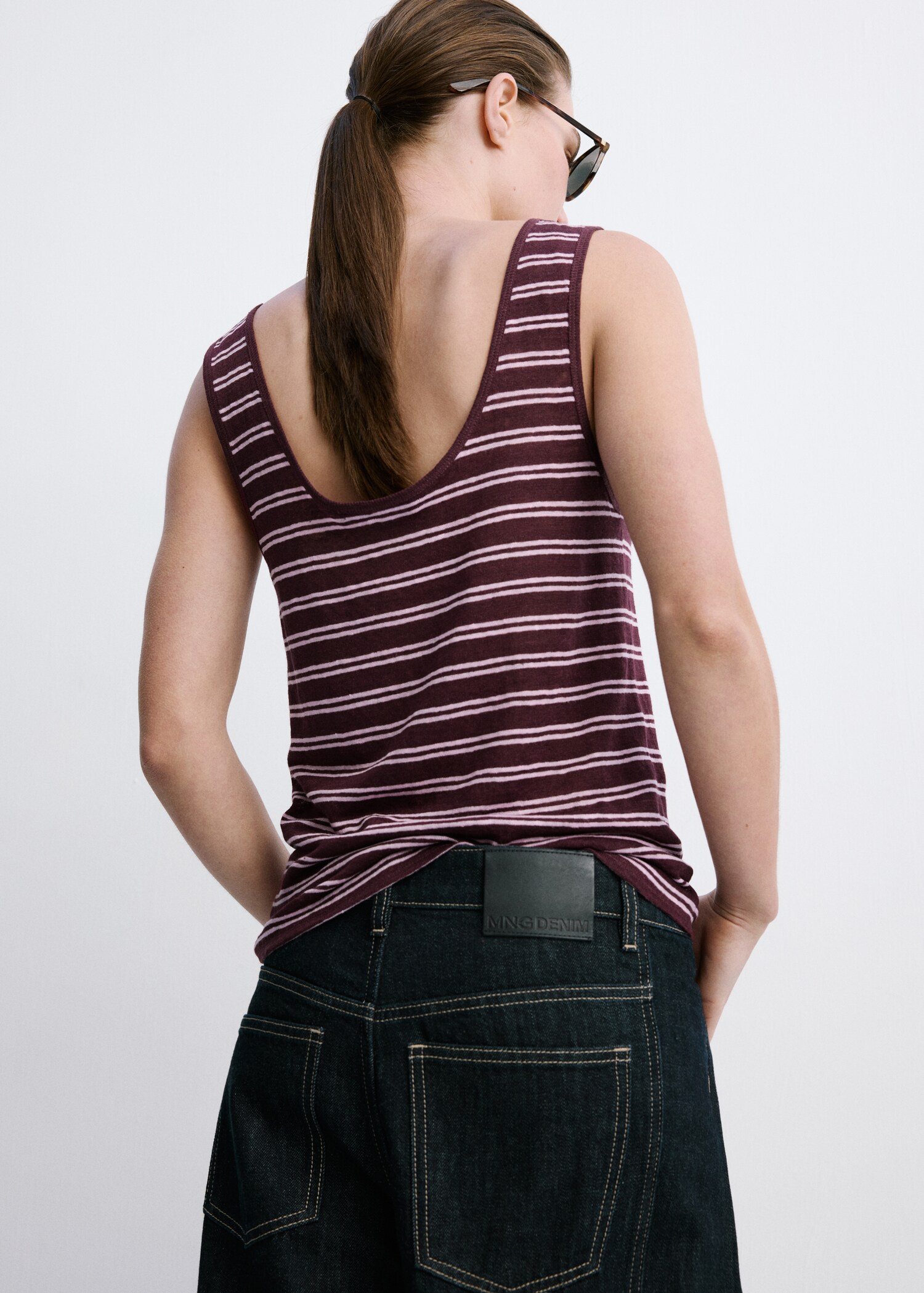 بادي من الكتان مخطط - الجهة الخلفية للمنتج