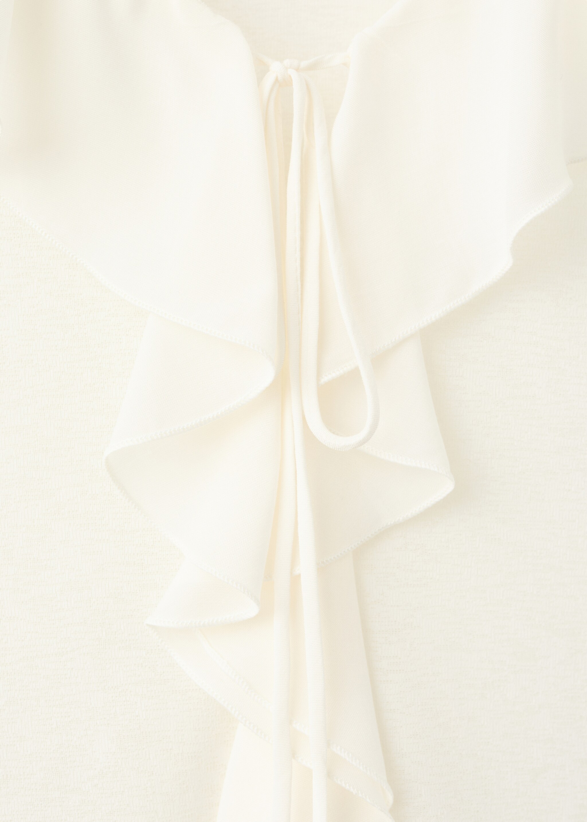 Ruffled V-neck top - Details of the article 8, Off White. Ref: 27027157-00.