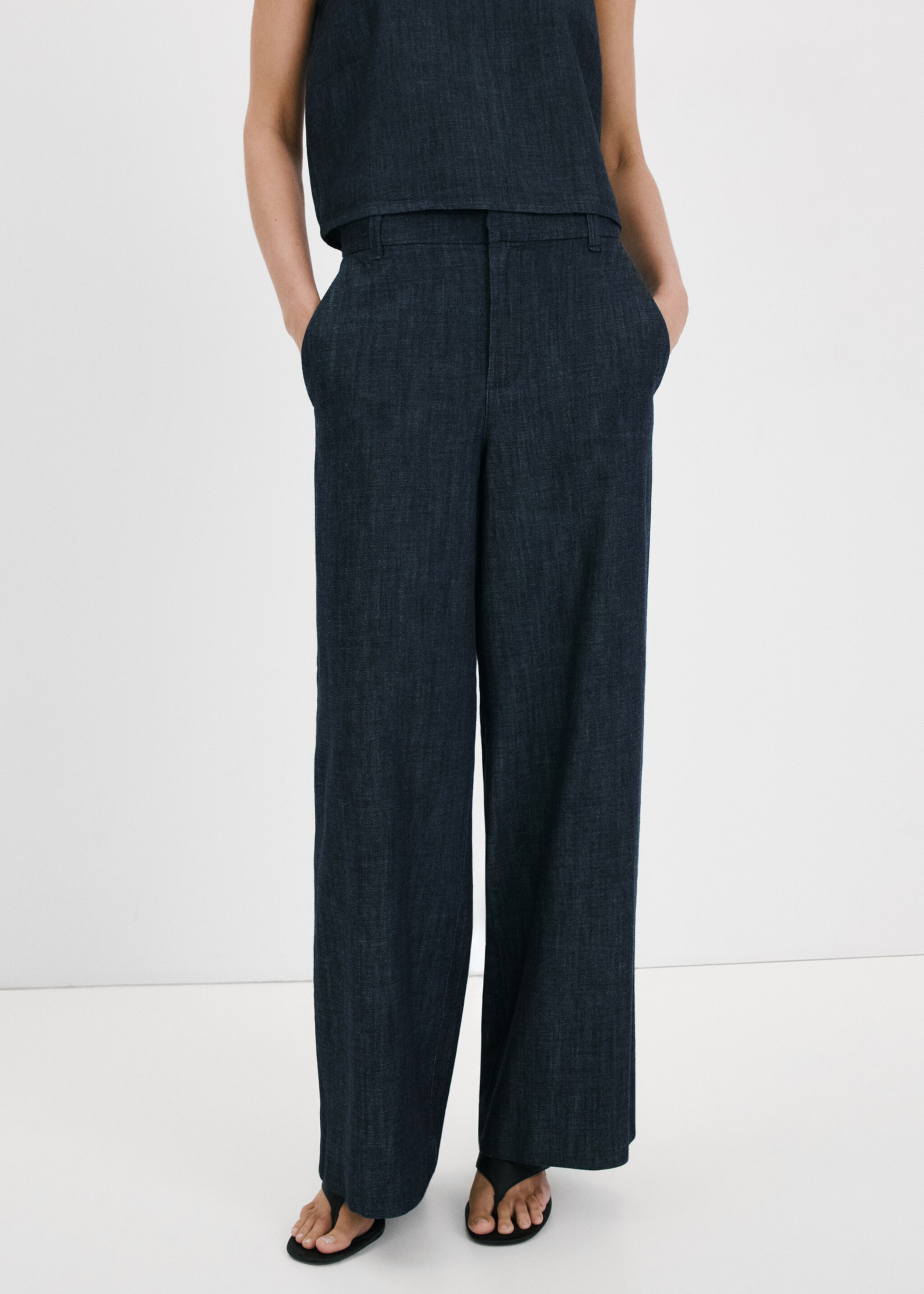 Wide leg mid-rise jeans - Medium plane, Open Blue. Ref: 27027158-00.