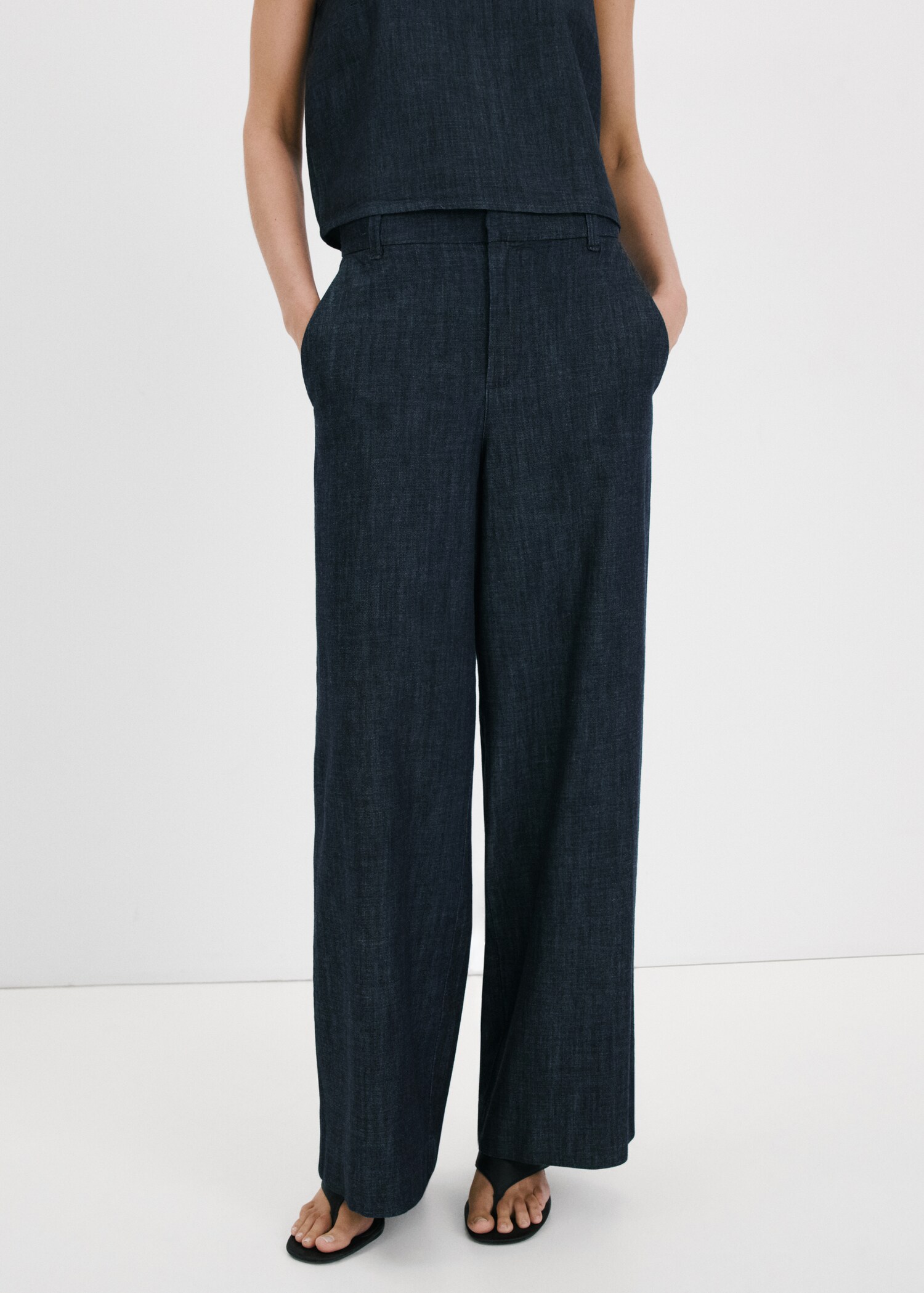 Wide leg mid-rise jeans - Medium plane