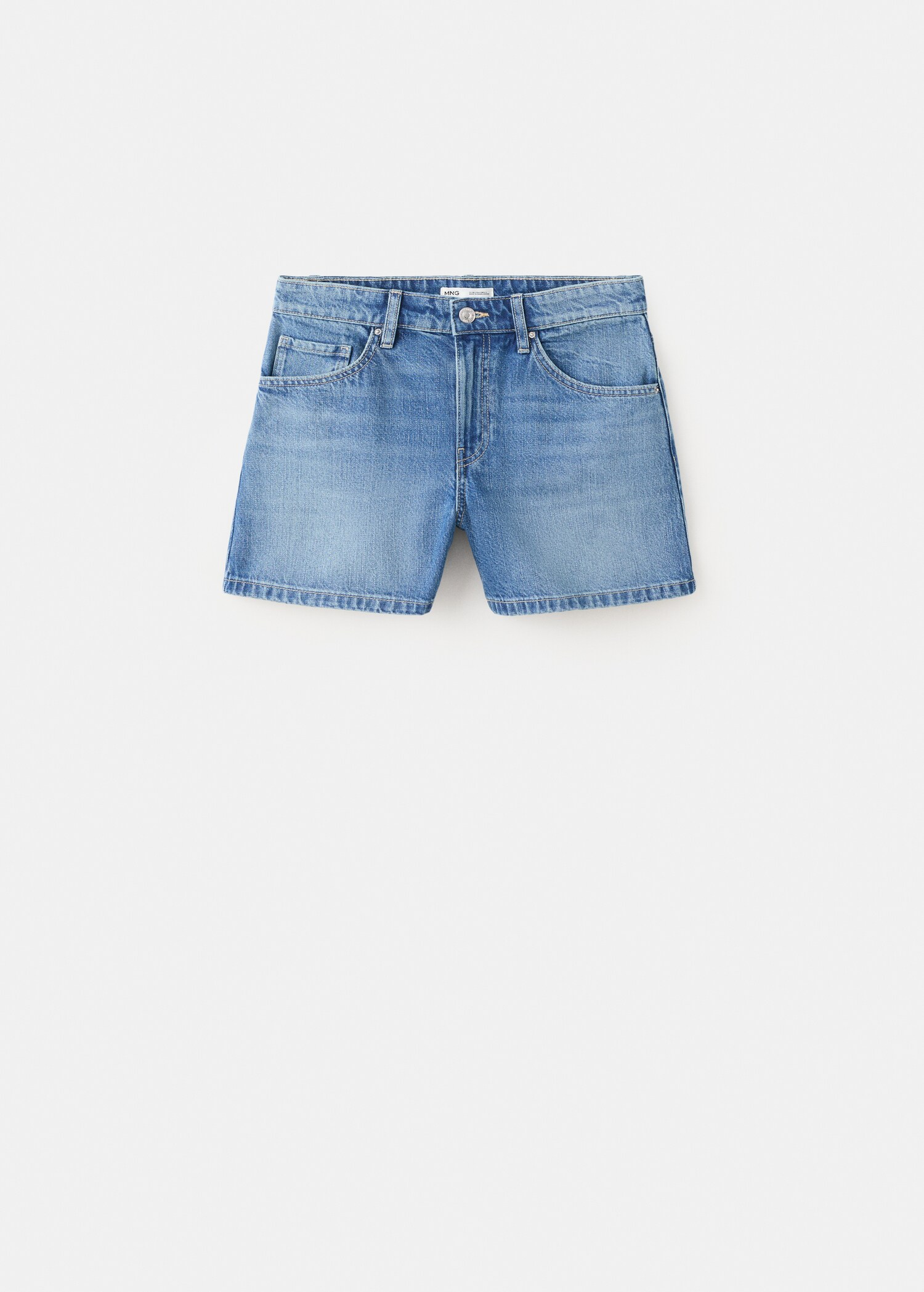 Straight-leg mid-rise denim shorts - Article without model
