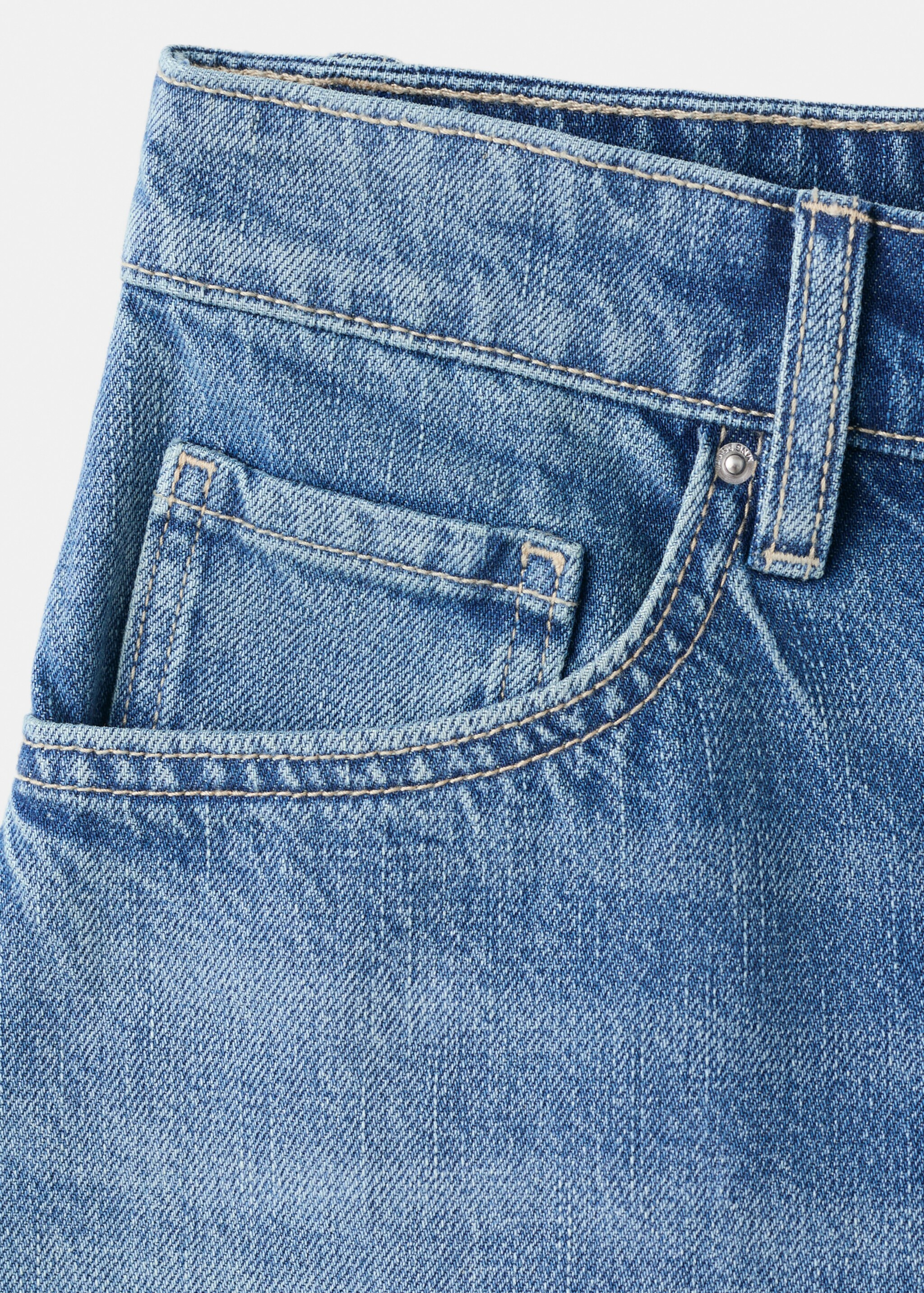 Straight-leg mid-rise denim shorts - Details of the article 0, Medium Blue. Ref: 27027163-00.