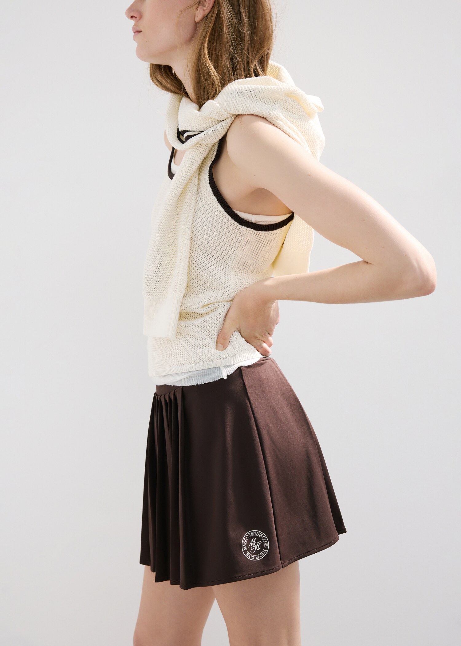 Pleated skirt with printed logo - Medium plane